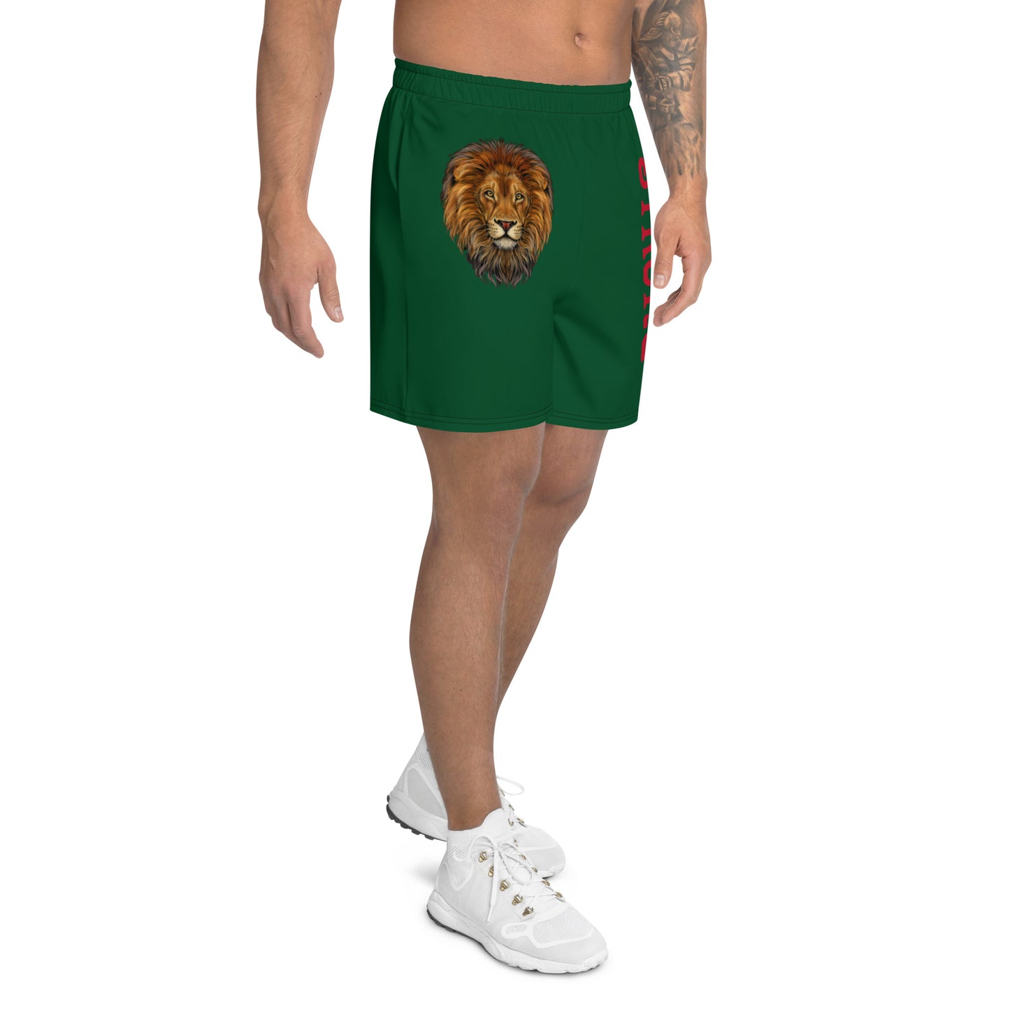 “STRONG” Green Men's Athletic Shorts W/Red Font
