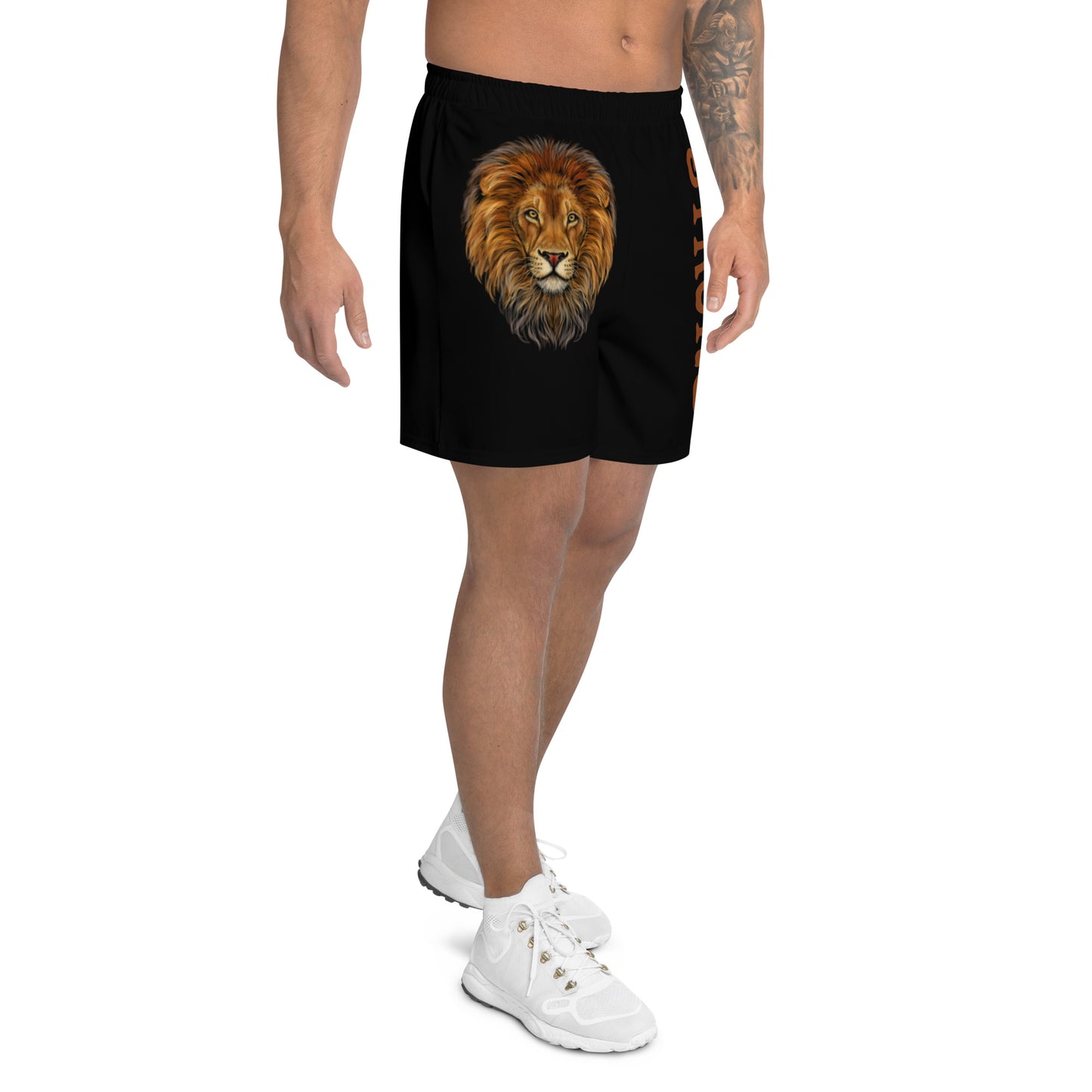 “STRONG”Black Men's Athletic Shorts W/Brown Font