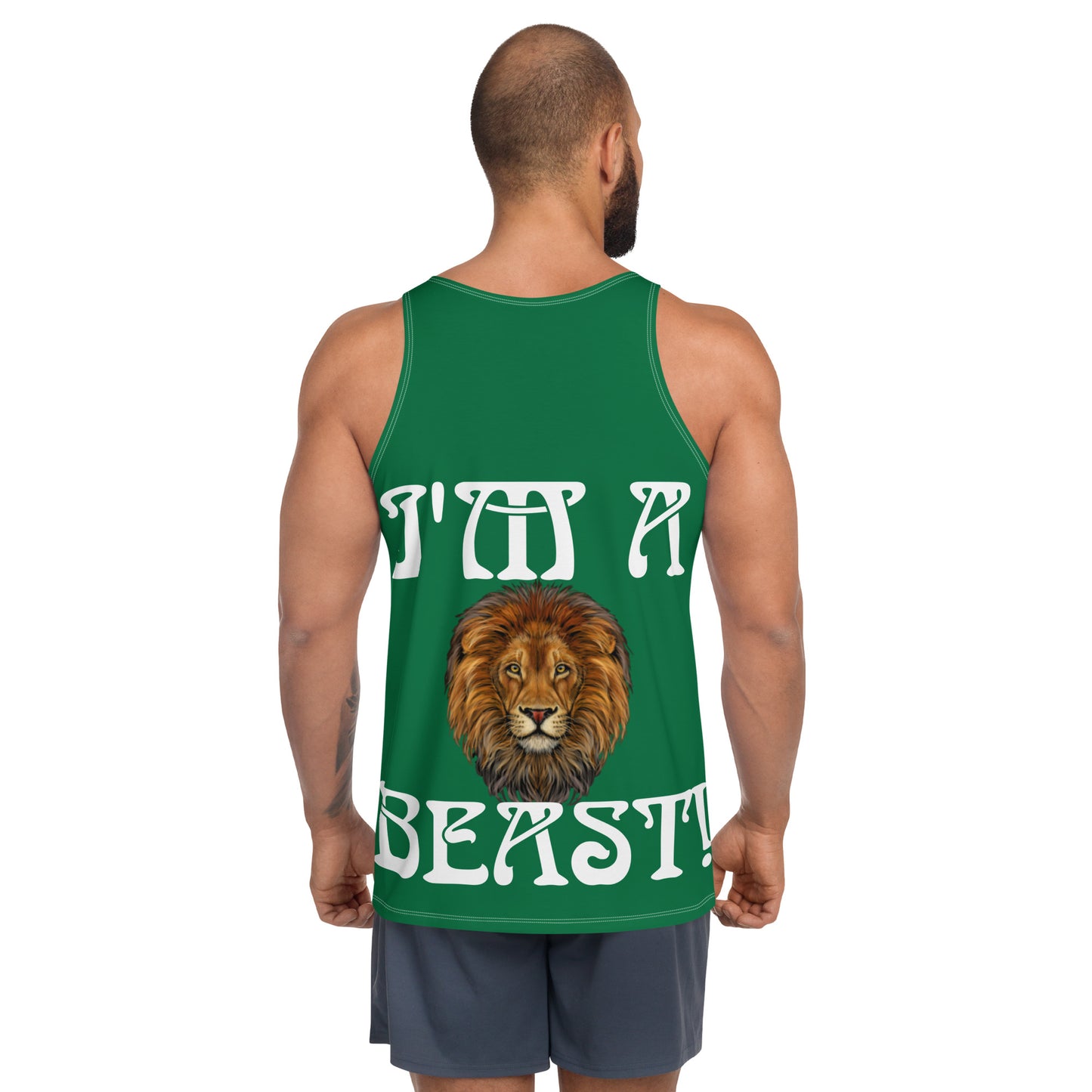 “I’M A BEAST!”Green Men’s Tank Top W/White Font