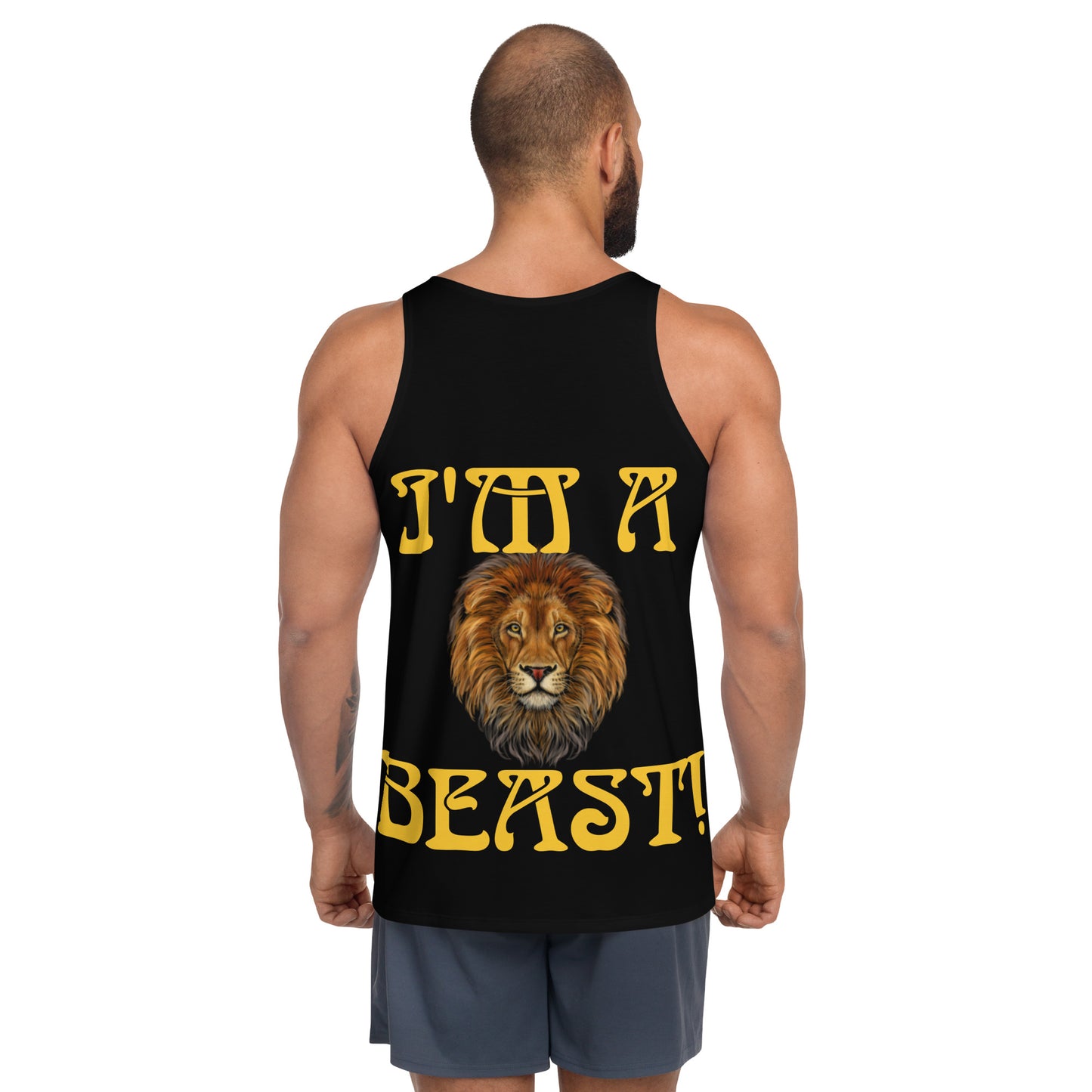 “I’M A BEAST!”Black Men’s Tank Top W/Yellow Font