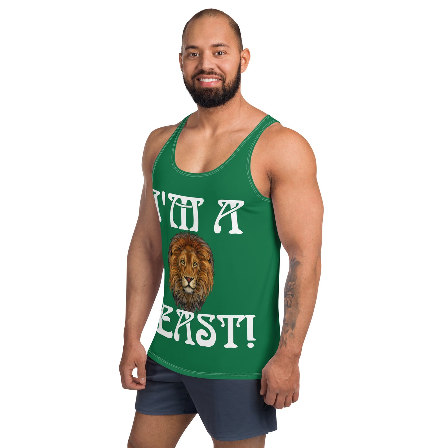 “I’M A BEAST!”Green Men’s Tank Top W/White Font