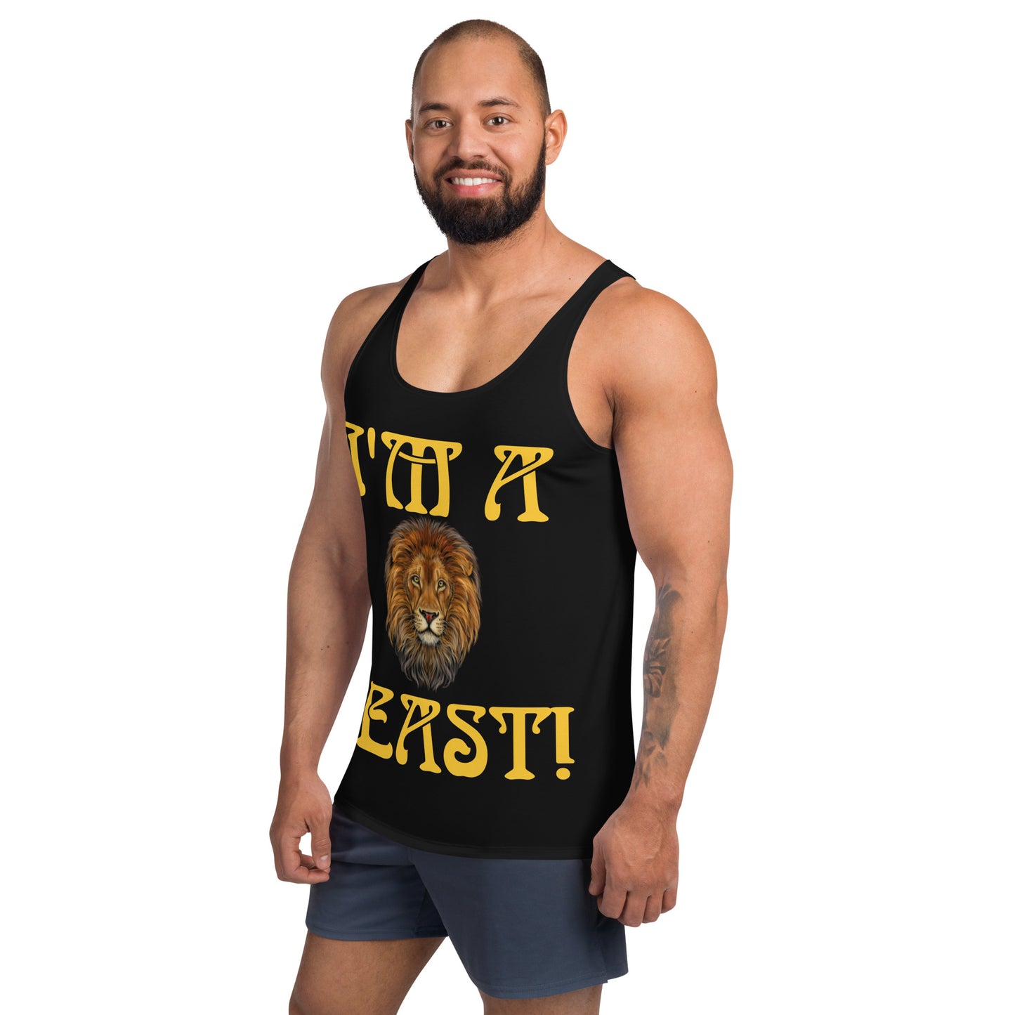 “I’M A BEAST!”Black Men’s Tank Top W/Yellow Font