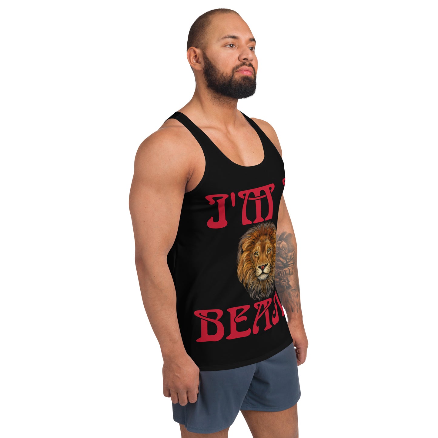 “I’M A BEAST!”Black Men’s Tank Top W/Red Font