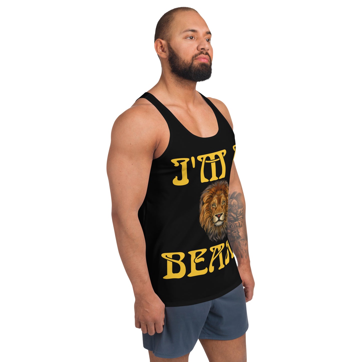 “I’M A BEAST!”Black Men’s Tank Top W/Yellow Font