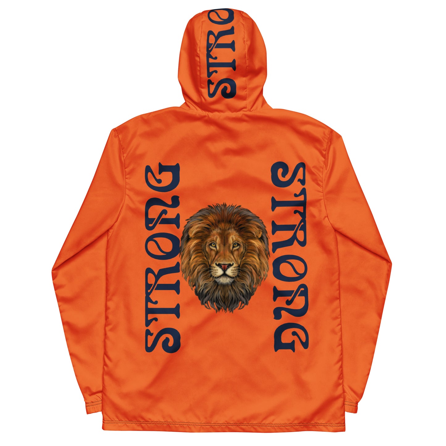 “STRONG”Orange Men’s Windbreaker W/Navy Blue Font