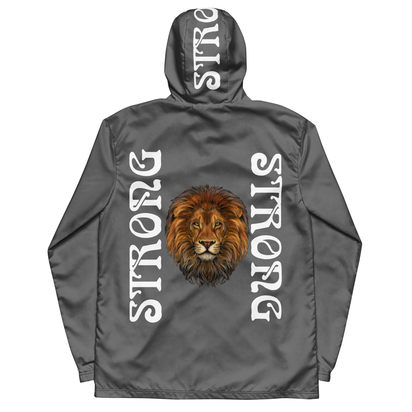“STRONG”Grey Men’s Windbreaker W/White Font