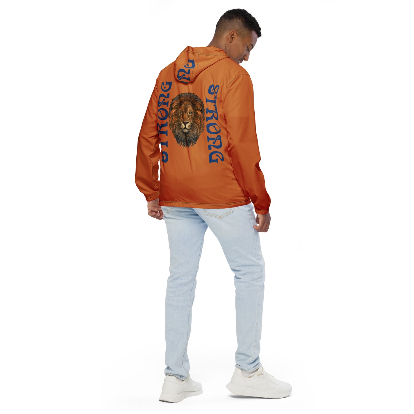 “STRONG”Bronze Men’s Windbreaker W/Navy Blue Font