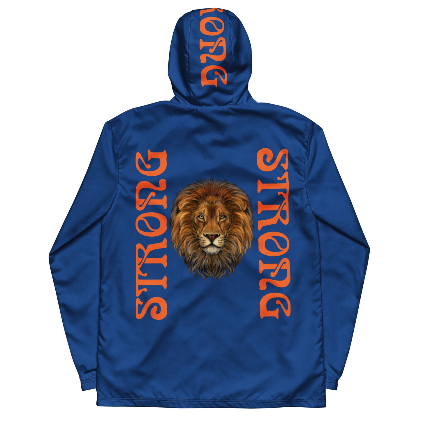 “STRONG”Blue Men’s Windbreaker W/Orange Font