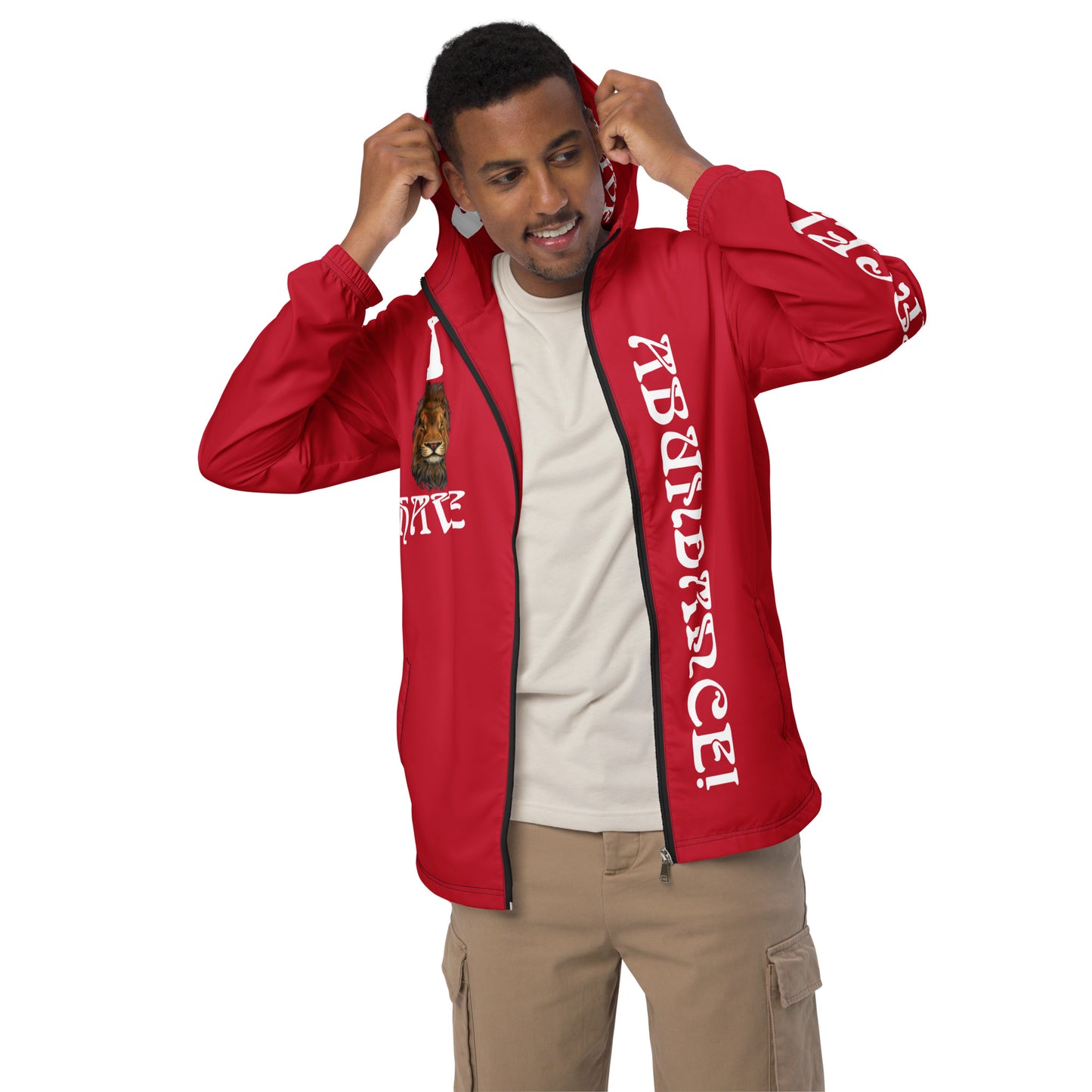 “I HAVE ABUNDANCE!”Red Unisex Windbreaker W/White Font