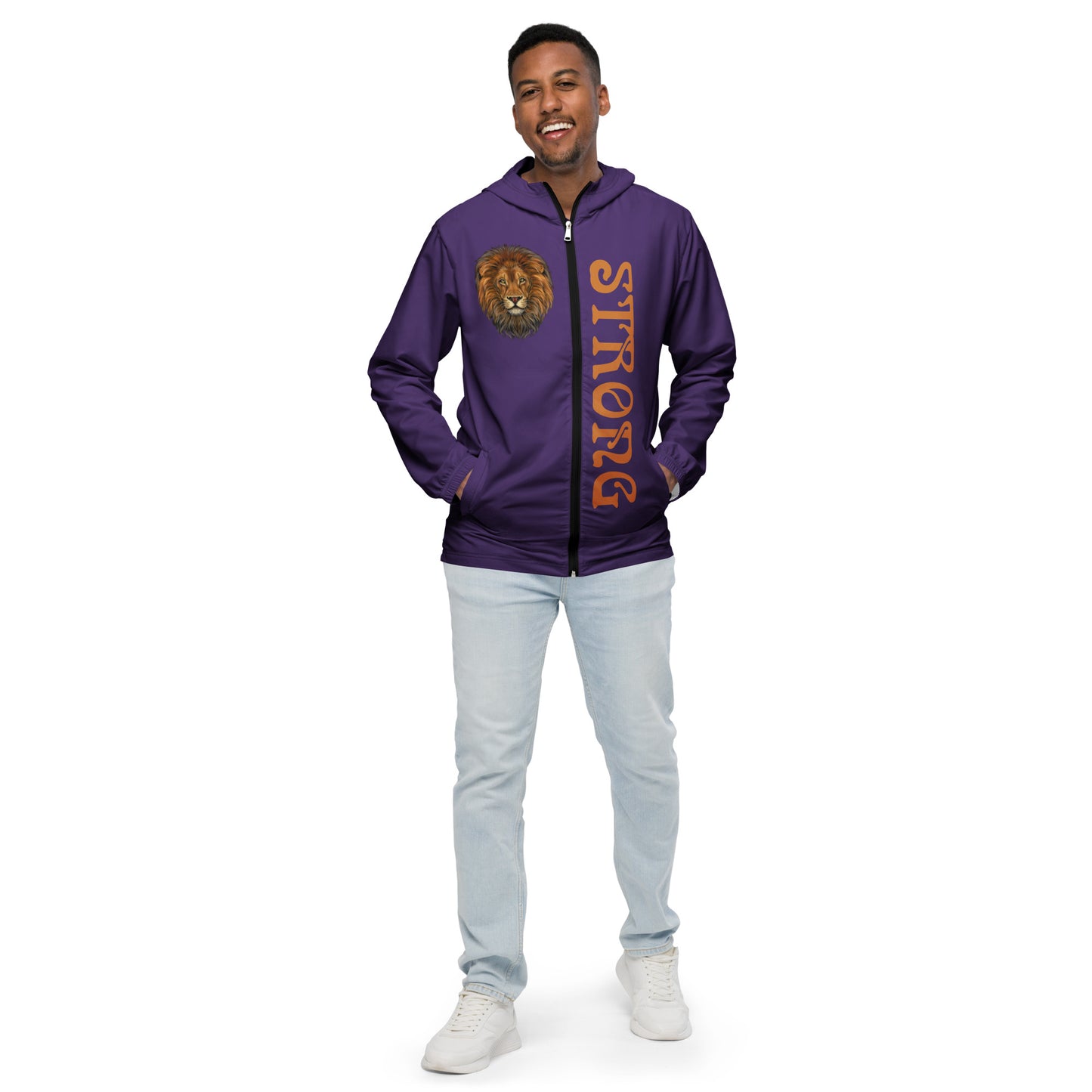 “STRONG”Purple Men’s Windbreaker W/Bronze Font