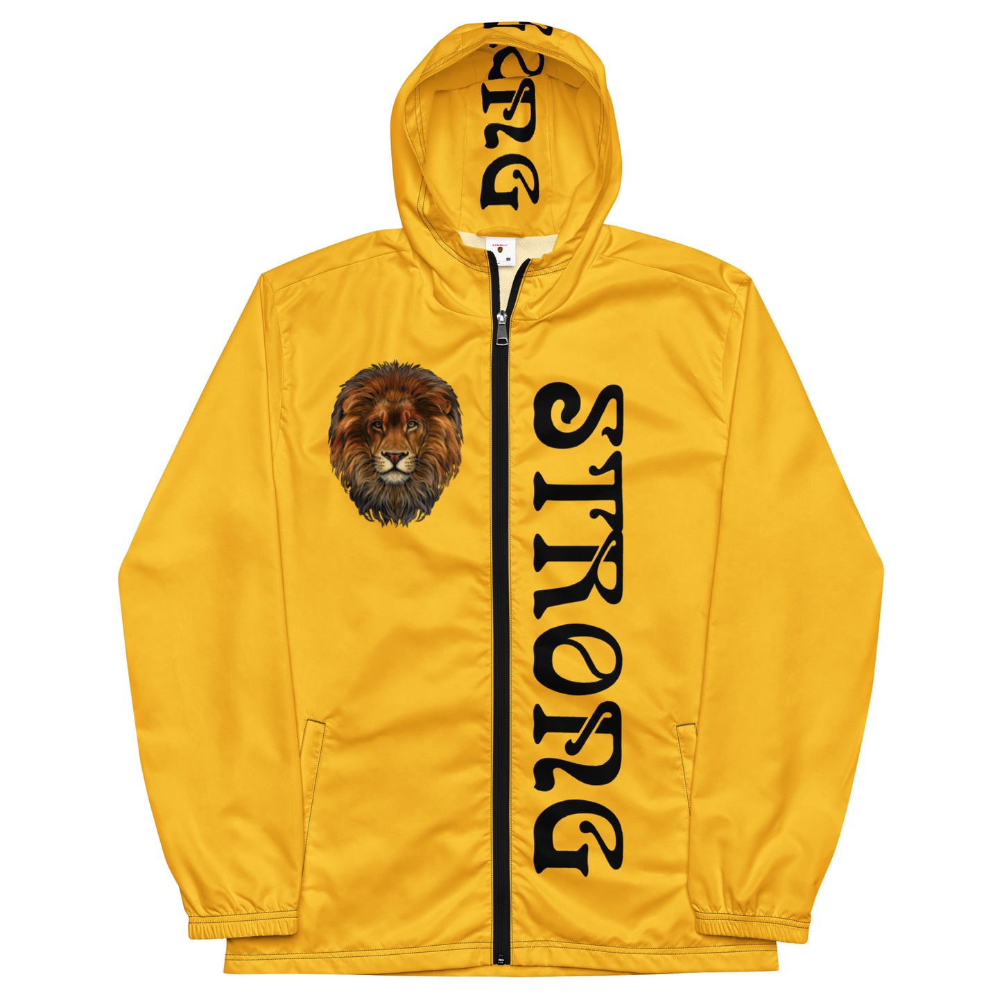 “STRONG”Yellow Men’s Windbreaker W/Black Font