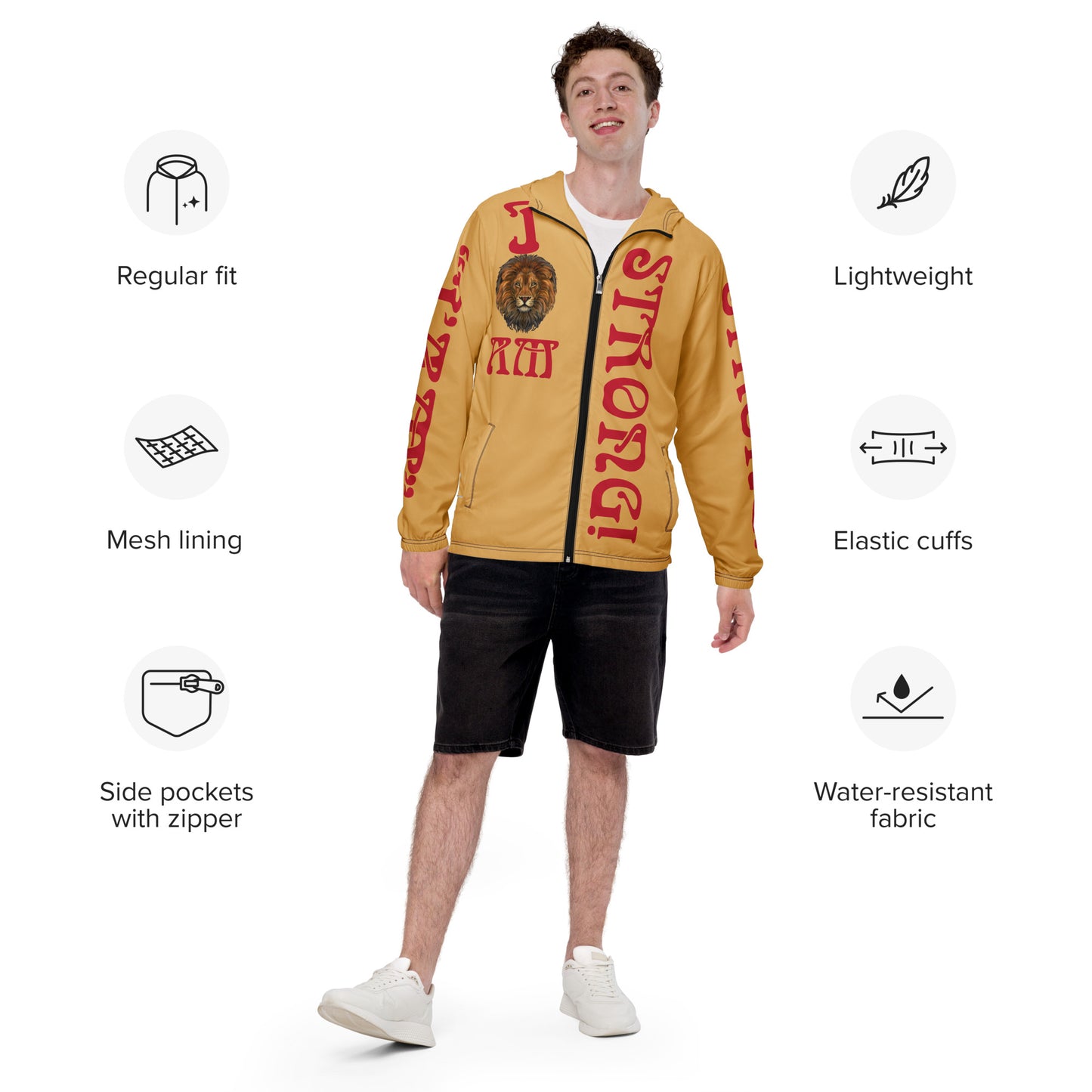 “I’AM STRONG!”Fawn Unisex Windbreaker W/Red Font
