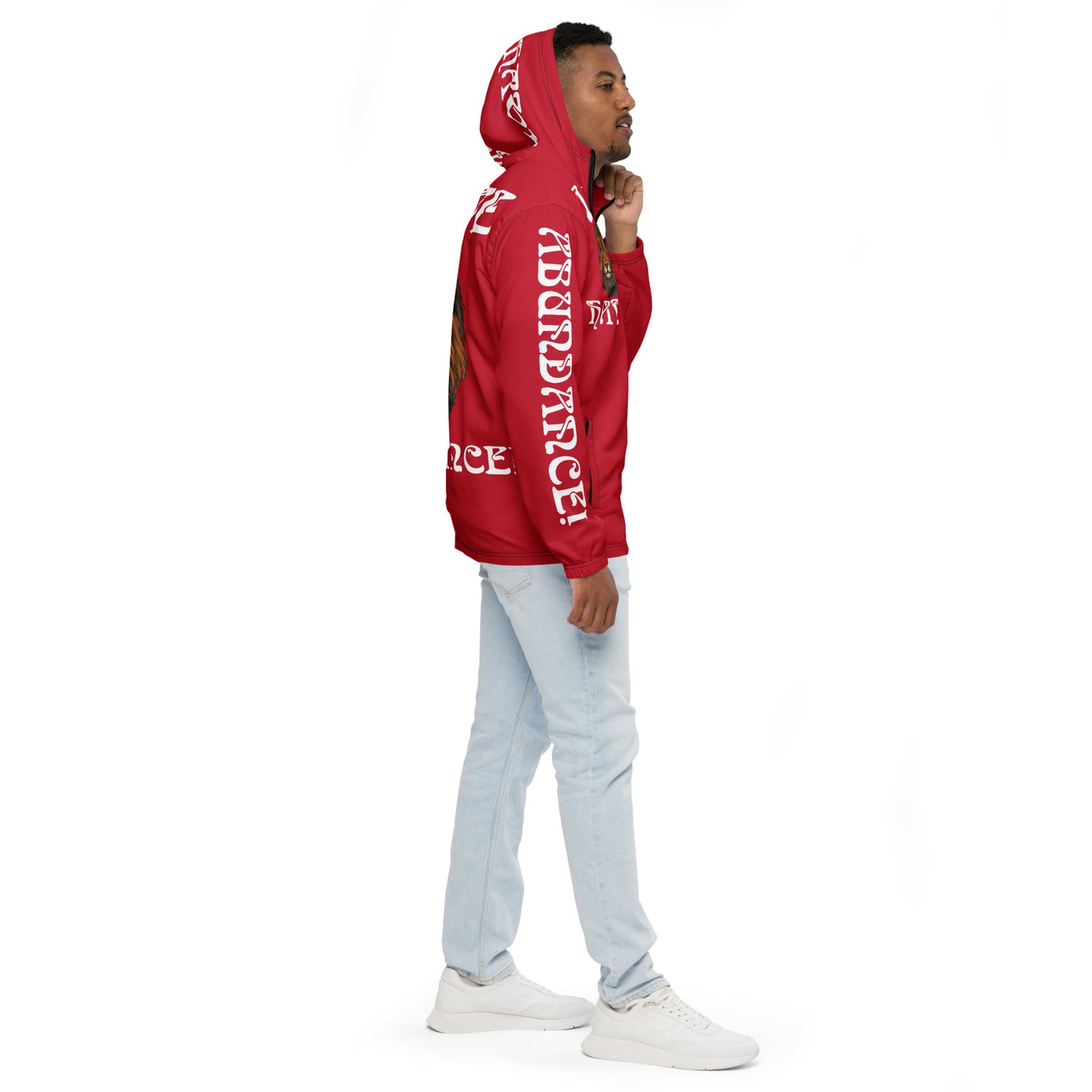 “I HAVE ABUNDANCE!”Red Unisex Windbreaker W/White Font