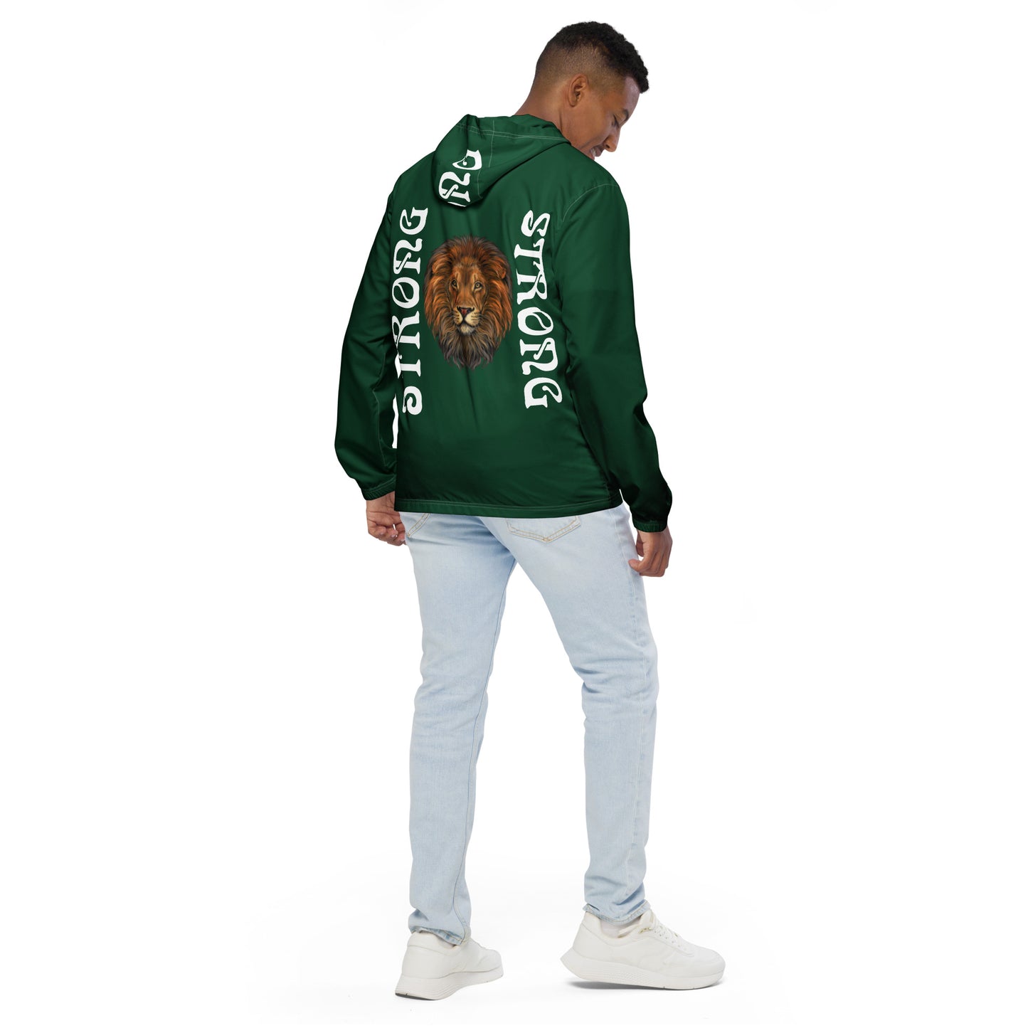 “STRONG” Green Men’s Windbreaker W/White Font