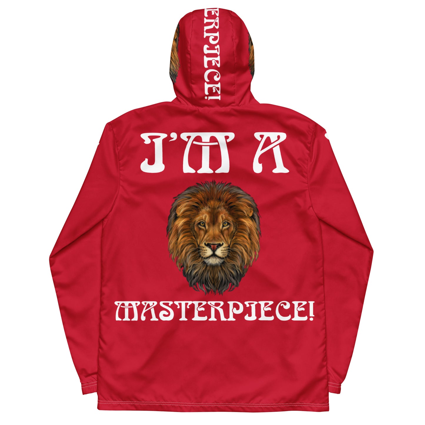 “I’M A MASTERPIECE!”Unisex Red Windbreaker W/White Font