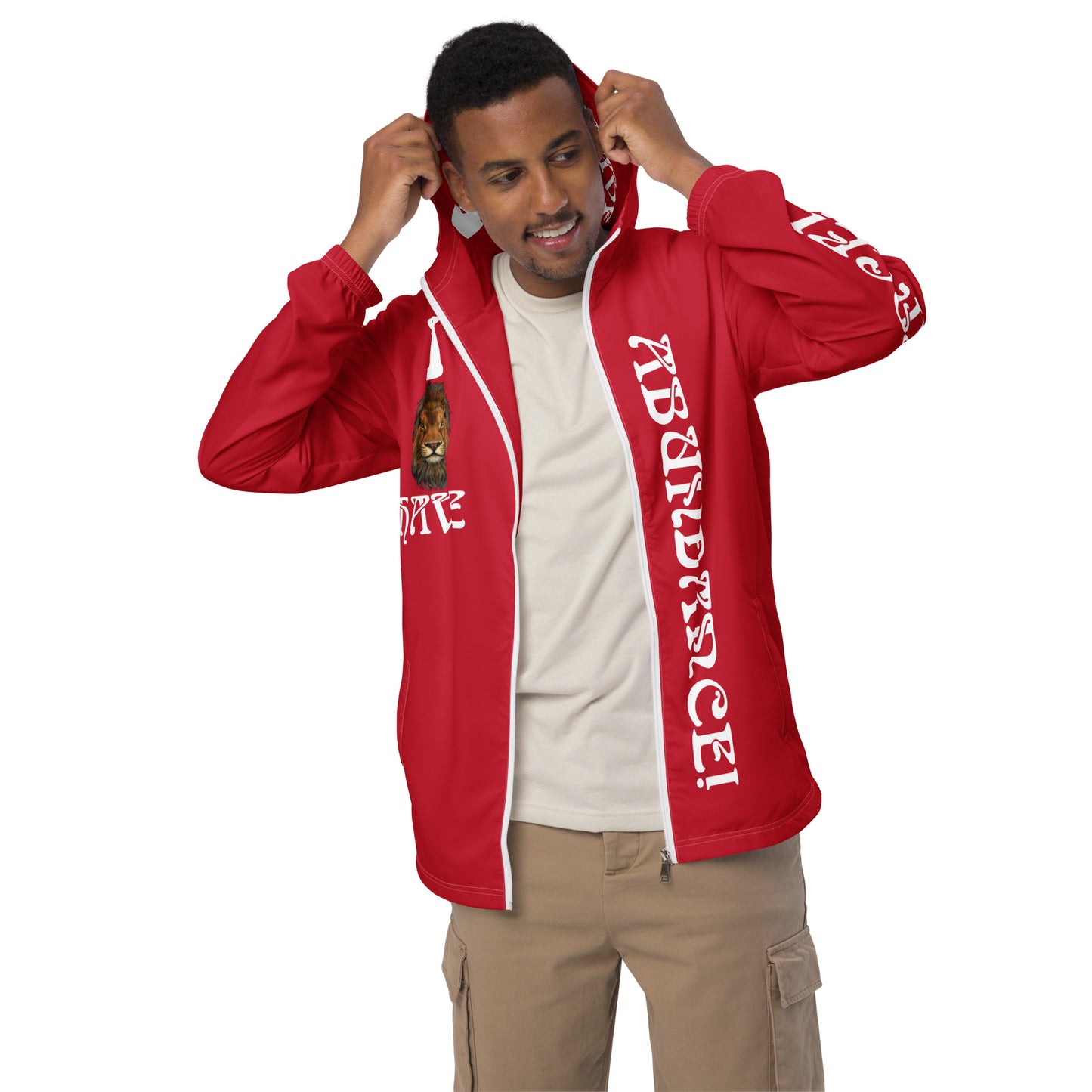 “I HAVE ABUNDANCE!”Red Unisex Windbreaker W/White Font