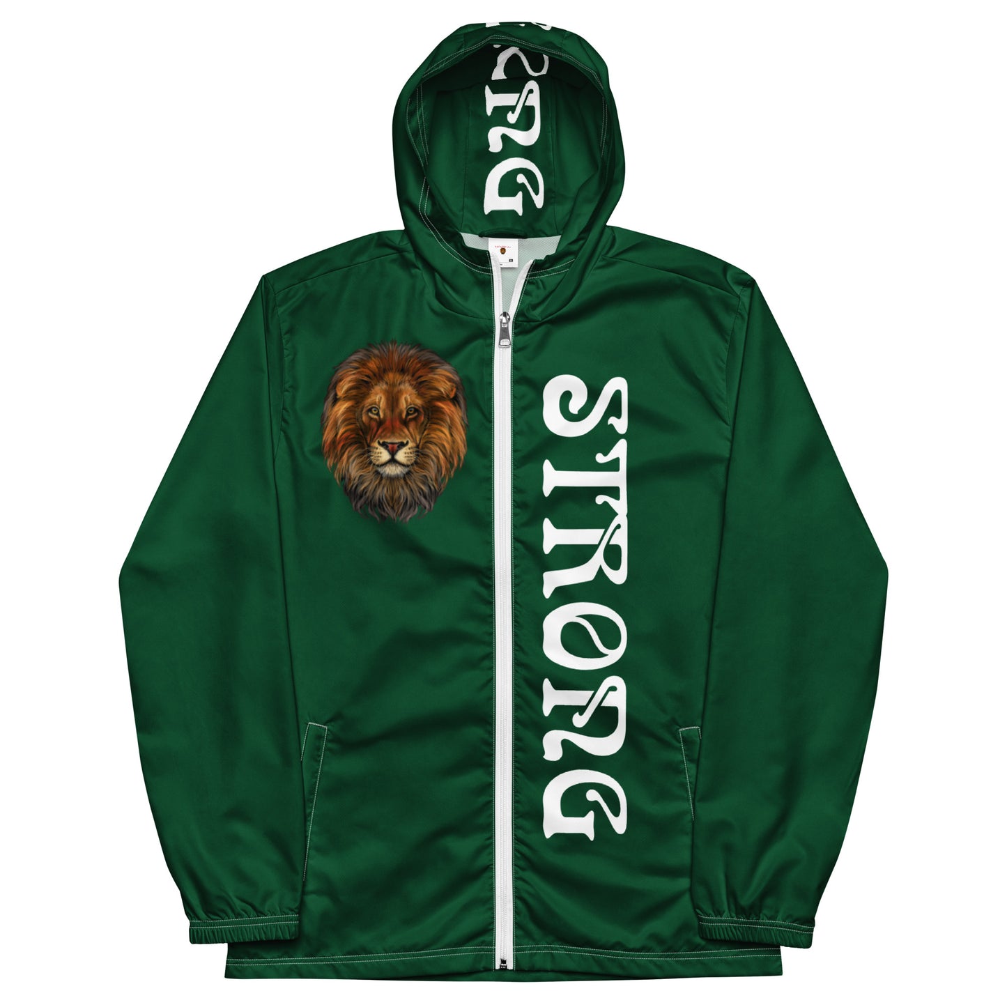 “STRONG” Green Men’s Windbreaker W/White Font
