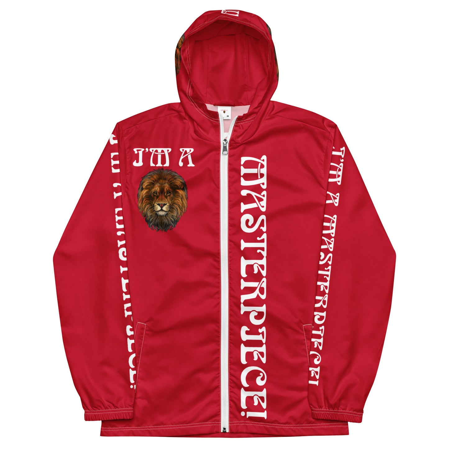 “I’M A MASTERPIECE!”Unisex Red Windbreaker W/White Font
