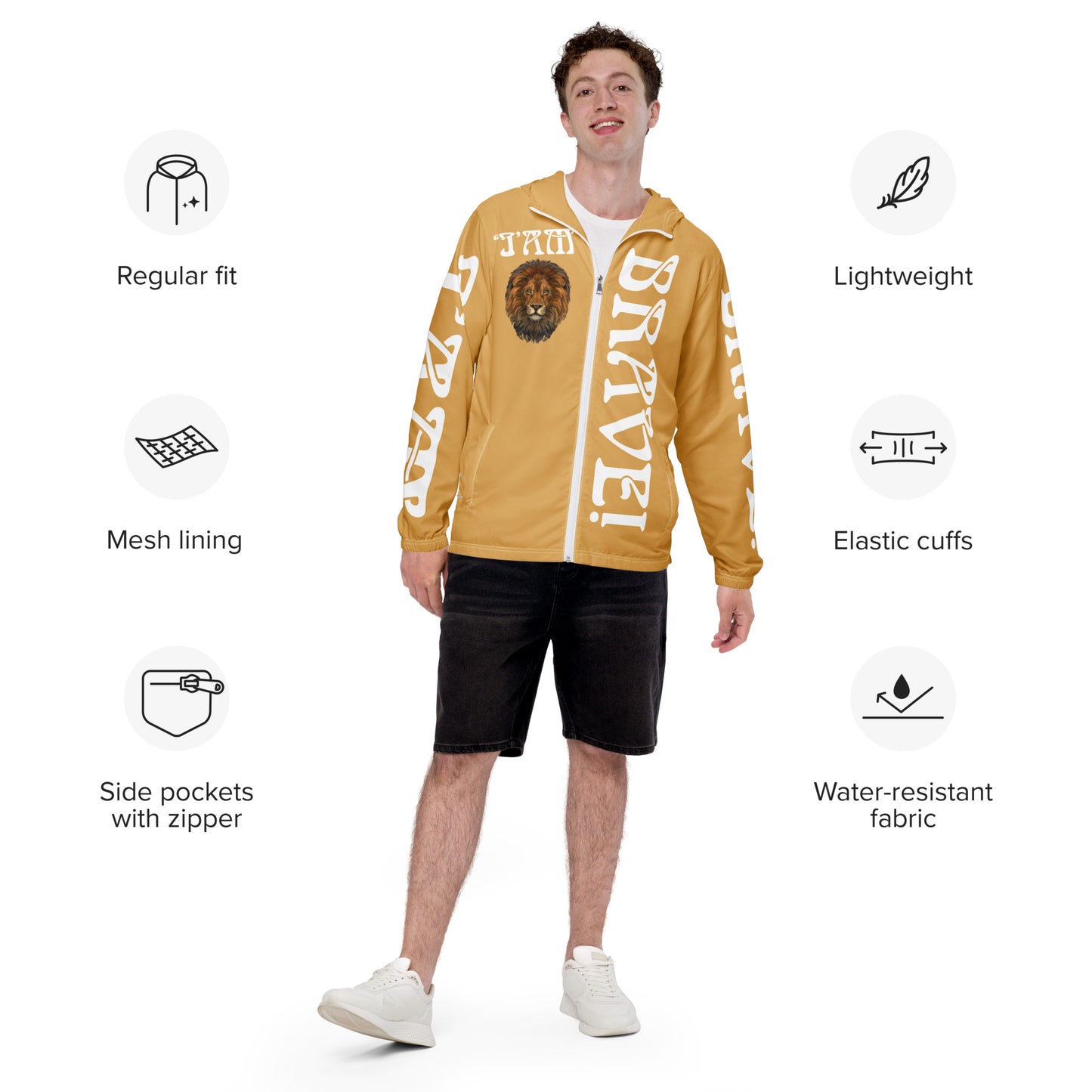 “I’AM BRAVE!”Fawn Unisex Windbreaker W/White Font
