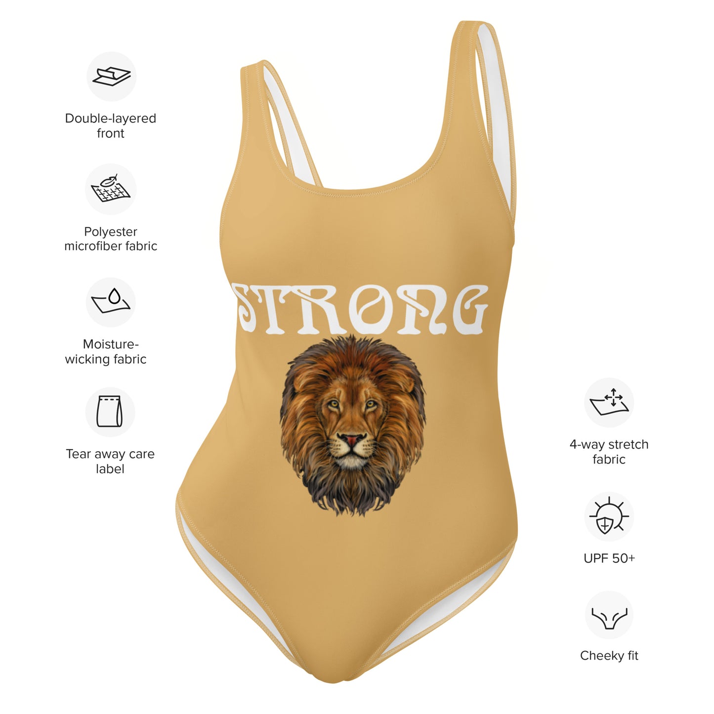 “STRONG” Fawn One-Piece Swimsuit W/White Font
