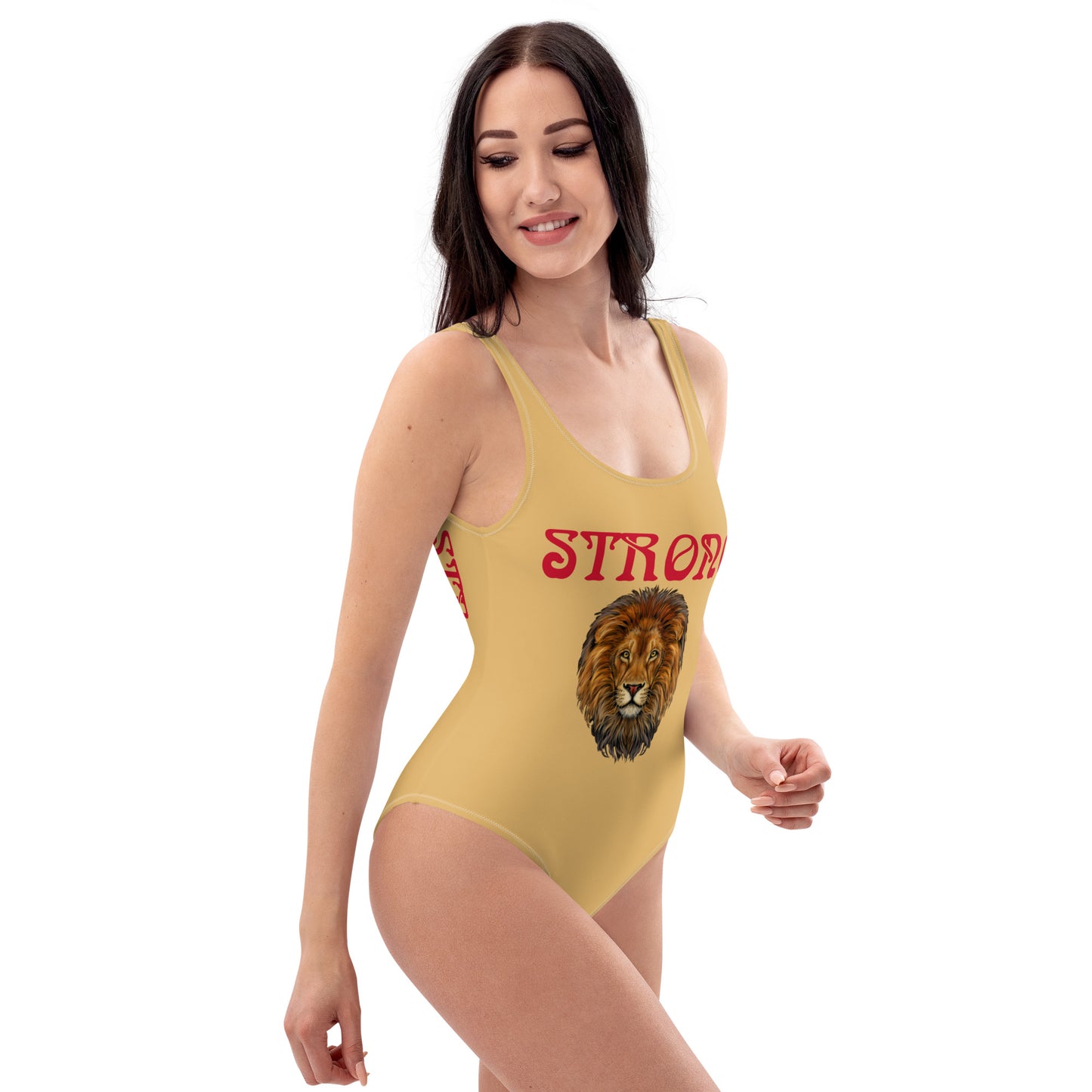 “STRONG” Fawn One-Piece Swimsuit W/Red Font