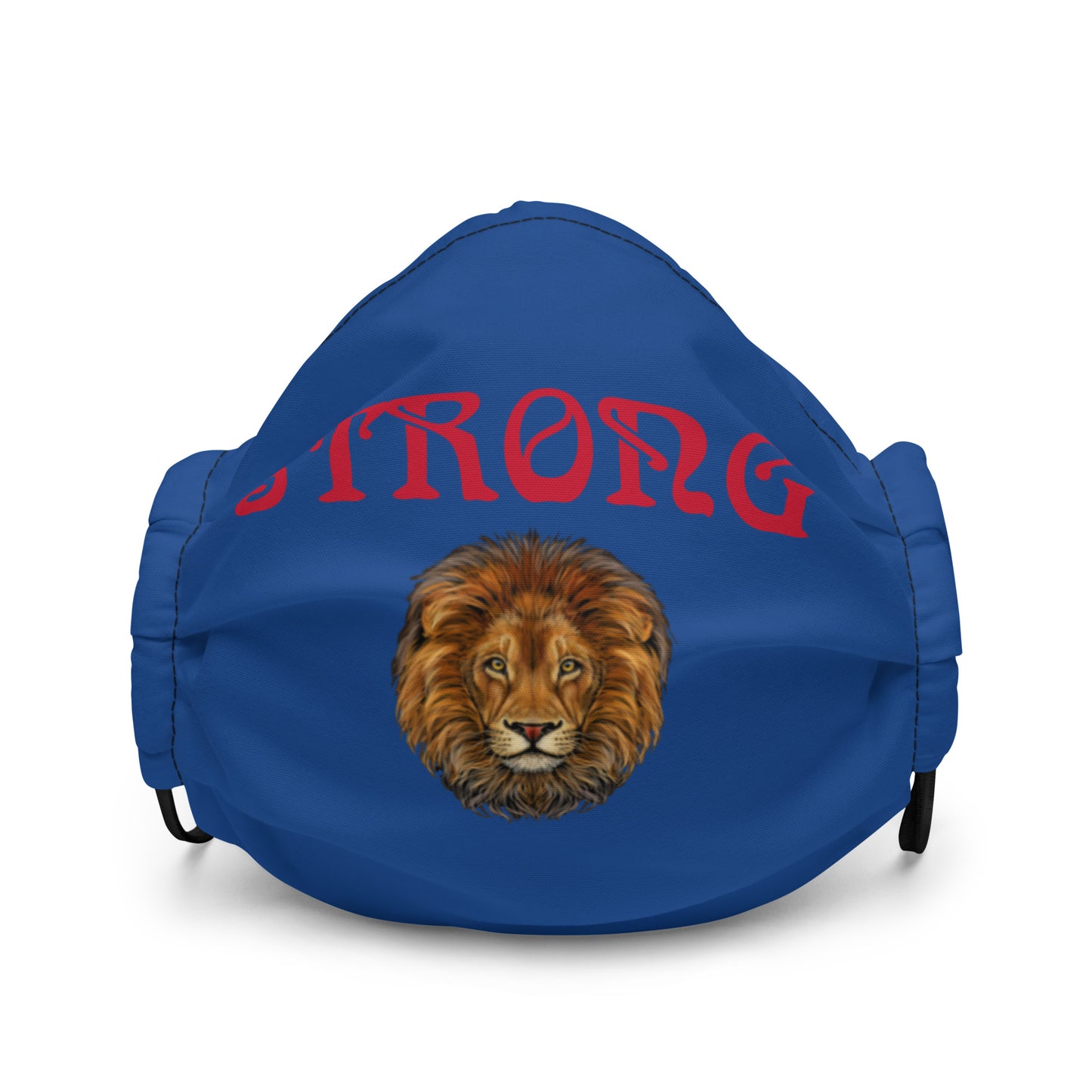 Blue "STRONG"Premium Face Mask W/Red Font