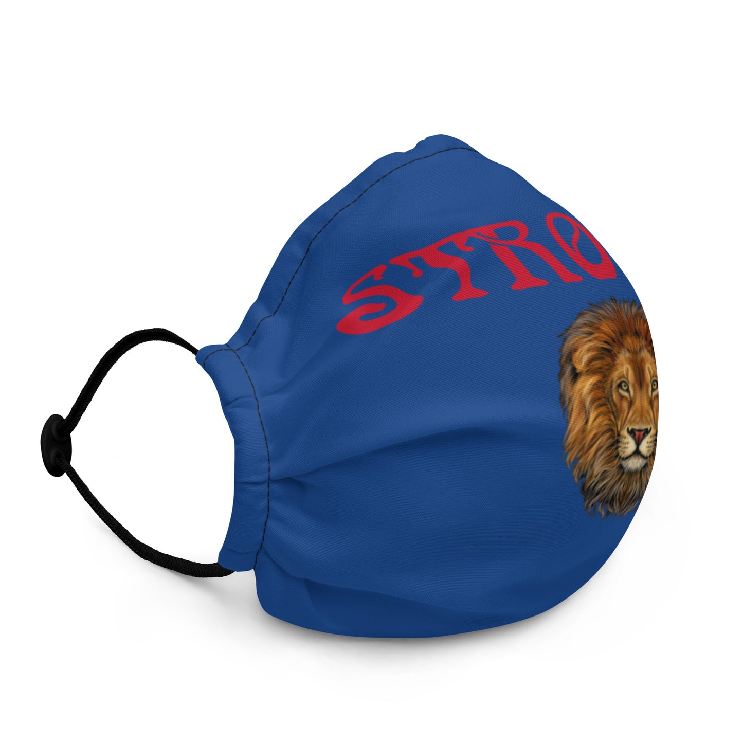 Blue "STRONG"Premium Face Mask W/Red Font
