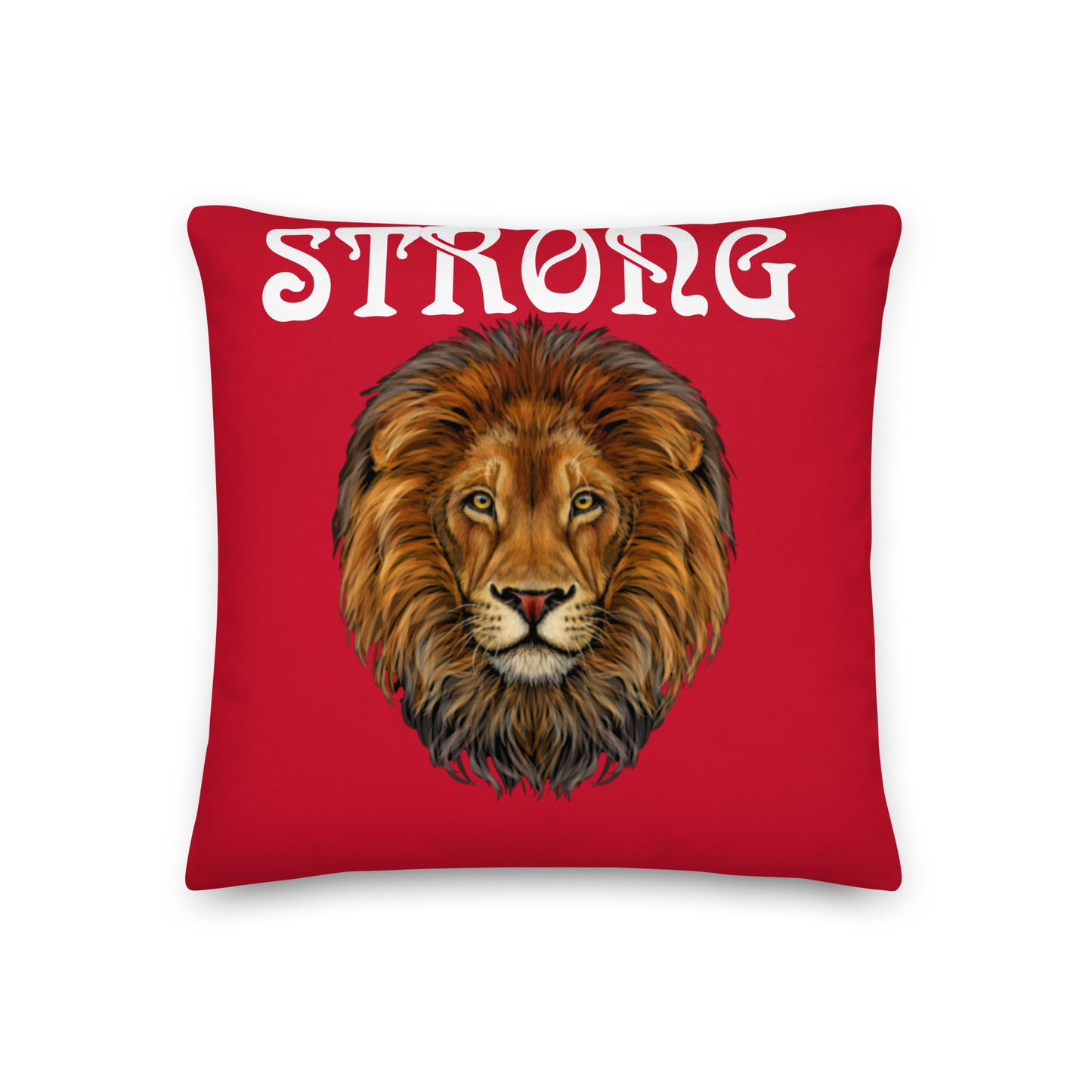 “STRONG”Red Premium Pillow W/White Font