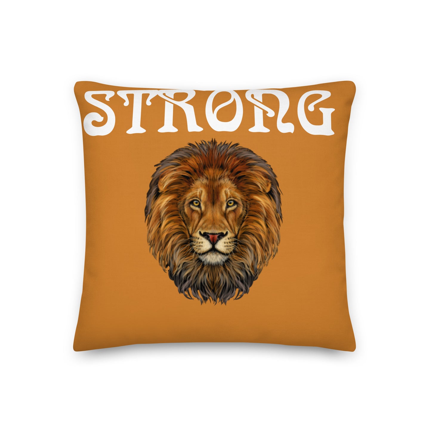 “STRONG”Bronze Premium Pillow W/White Font