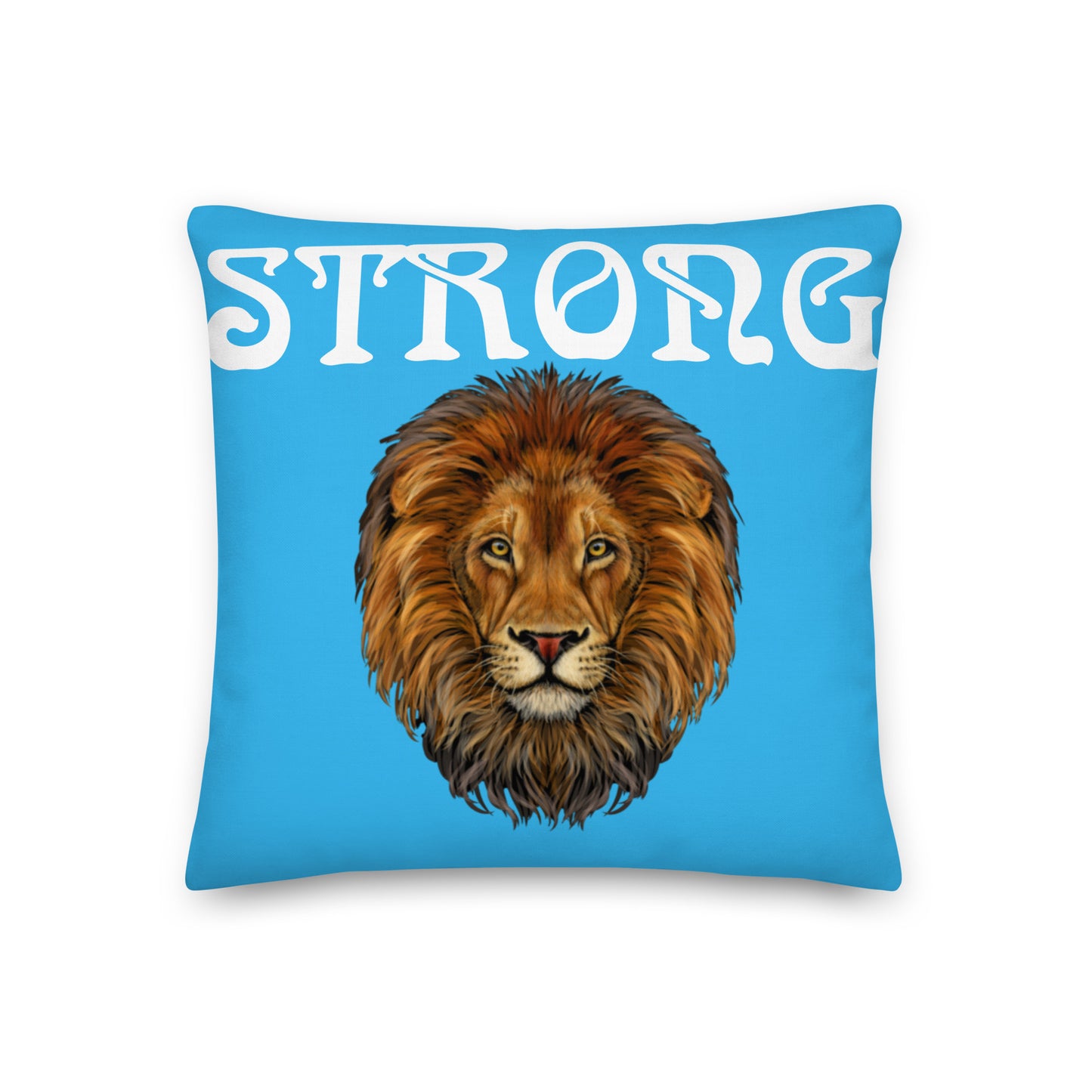 “STRONG”SkyBlue Premium Pillow W/White Font