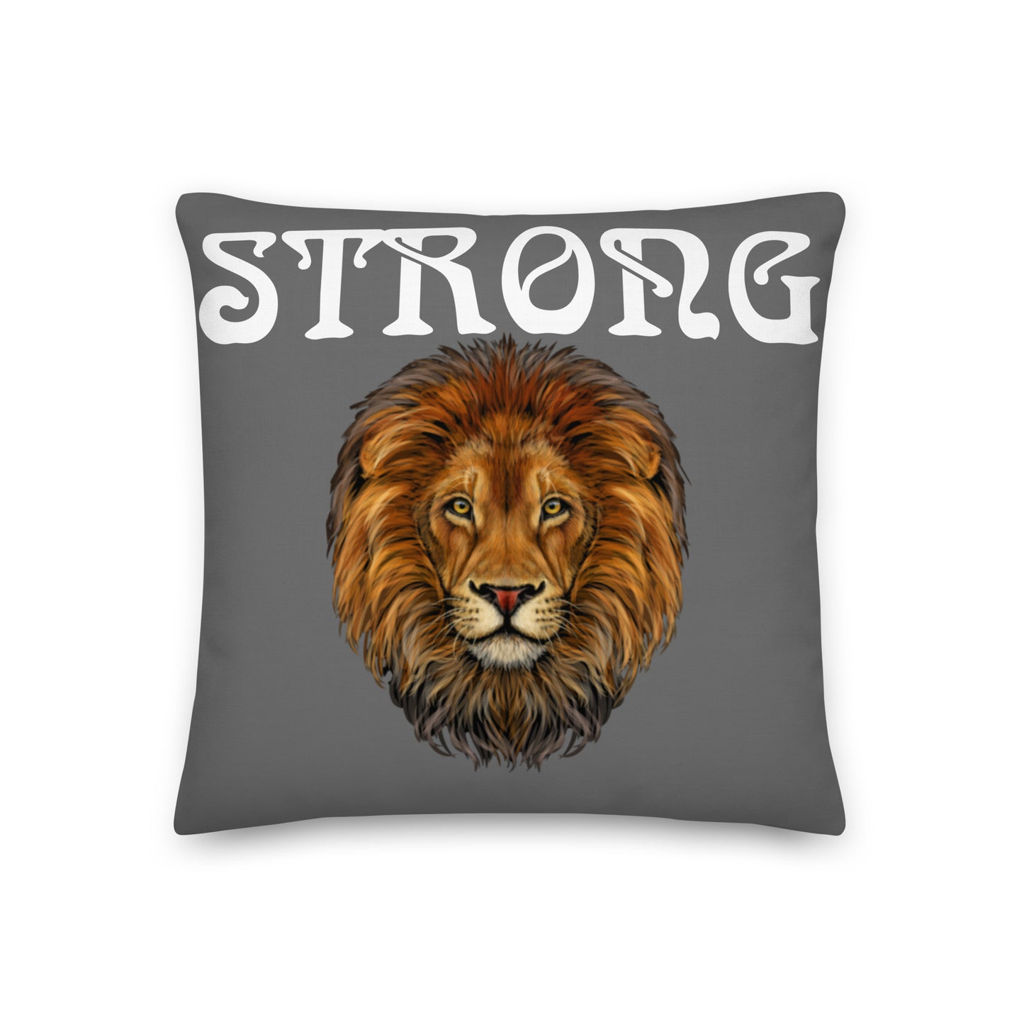 “STRONG”Grey Premium Pillow W/White Font
