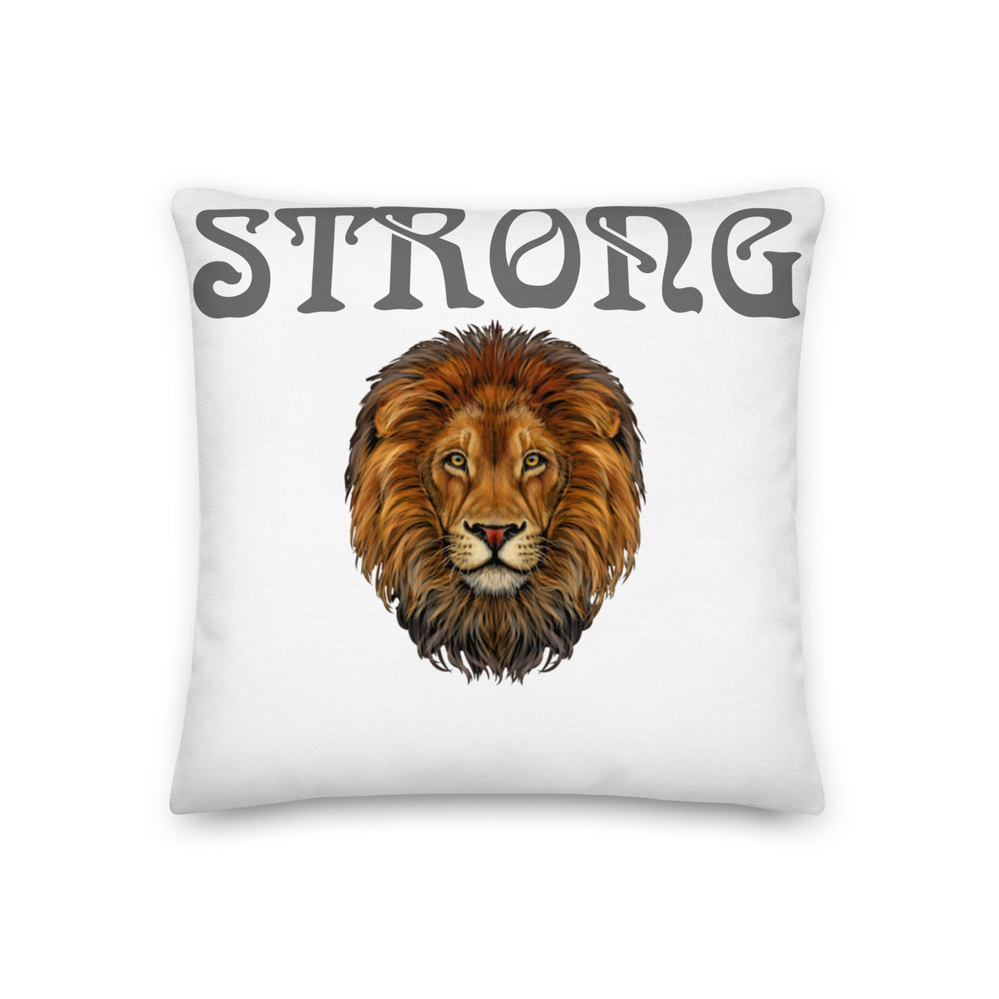 “STRONG”WHITE Premium Pillow W/Grey Font