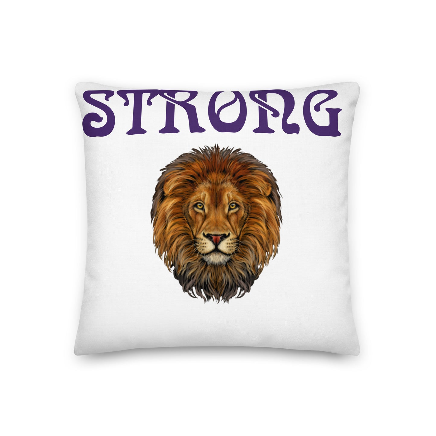“STRONG”WHITE Premium Pillow W/Purple Font