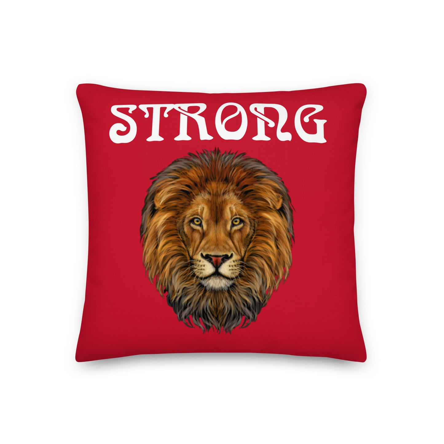 “STRONG”Red Premium Pillow W/White Font