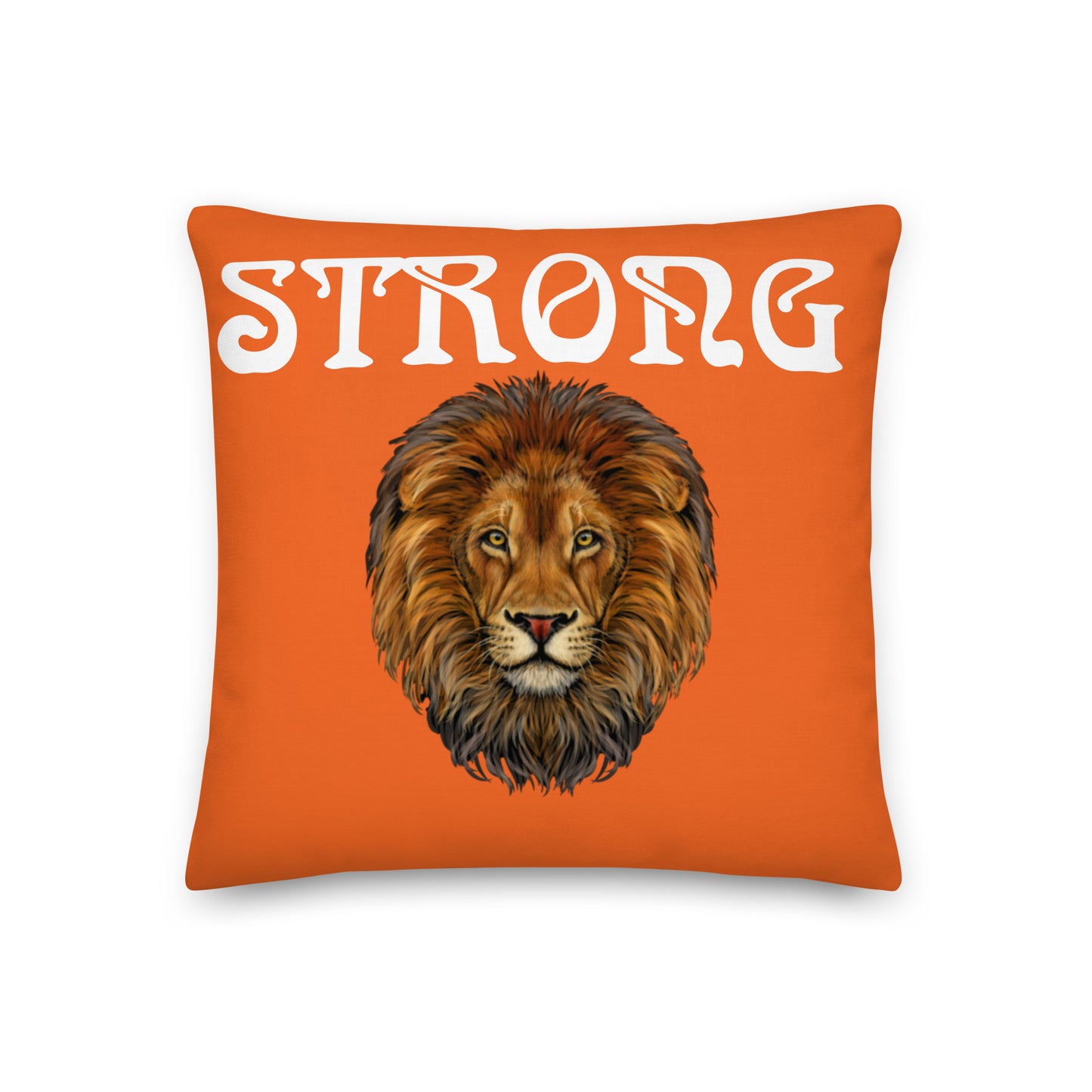 “STRONG”Orange Premium Pillow W/White Font