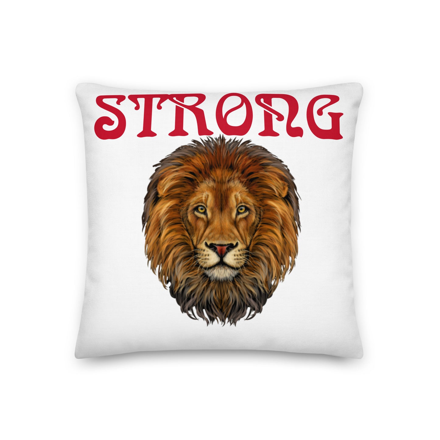 “STRONG”White Premium Pillow W/Red Font