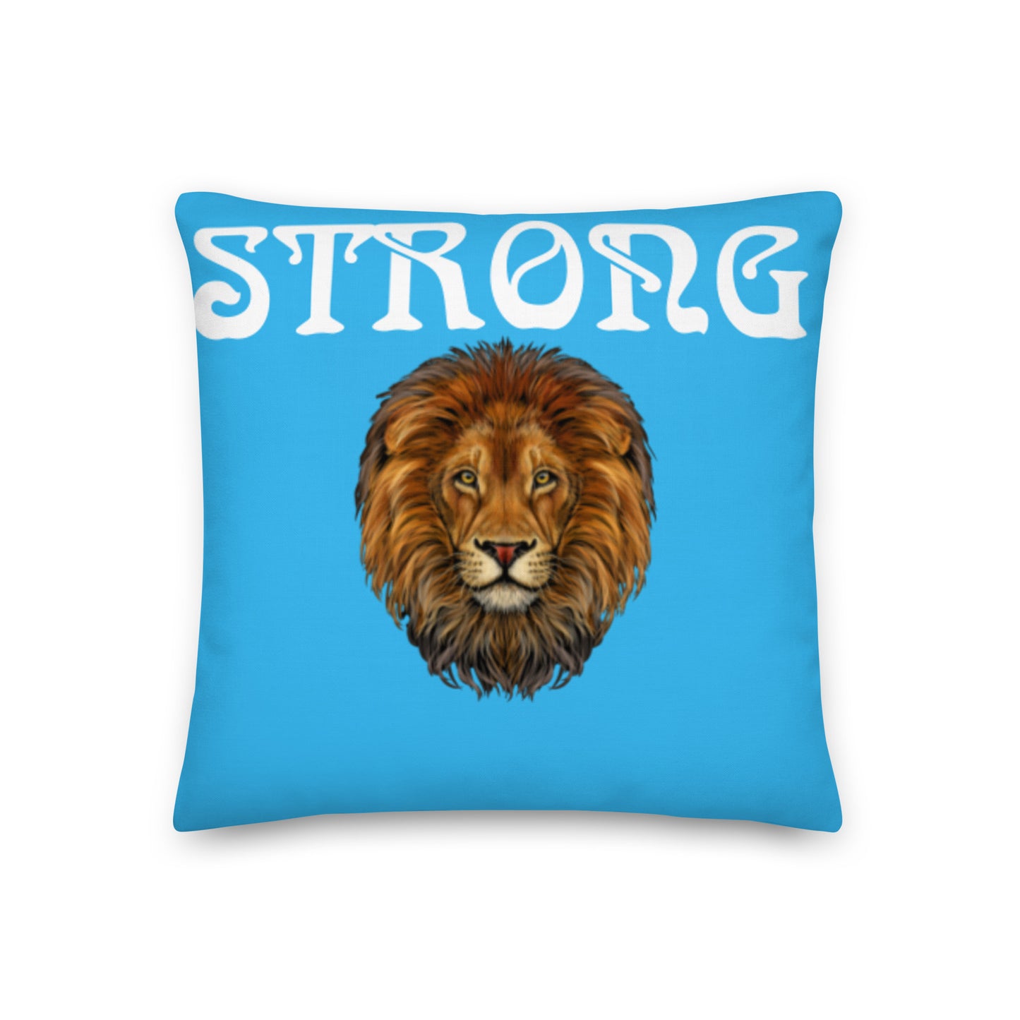 “STRONG”SkyBlue Premium Pillow W/White Font