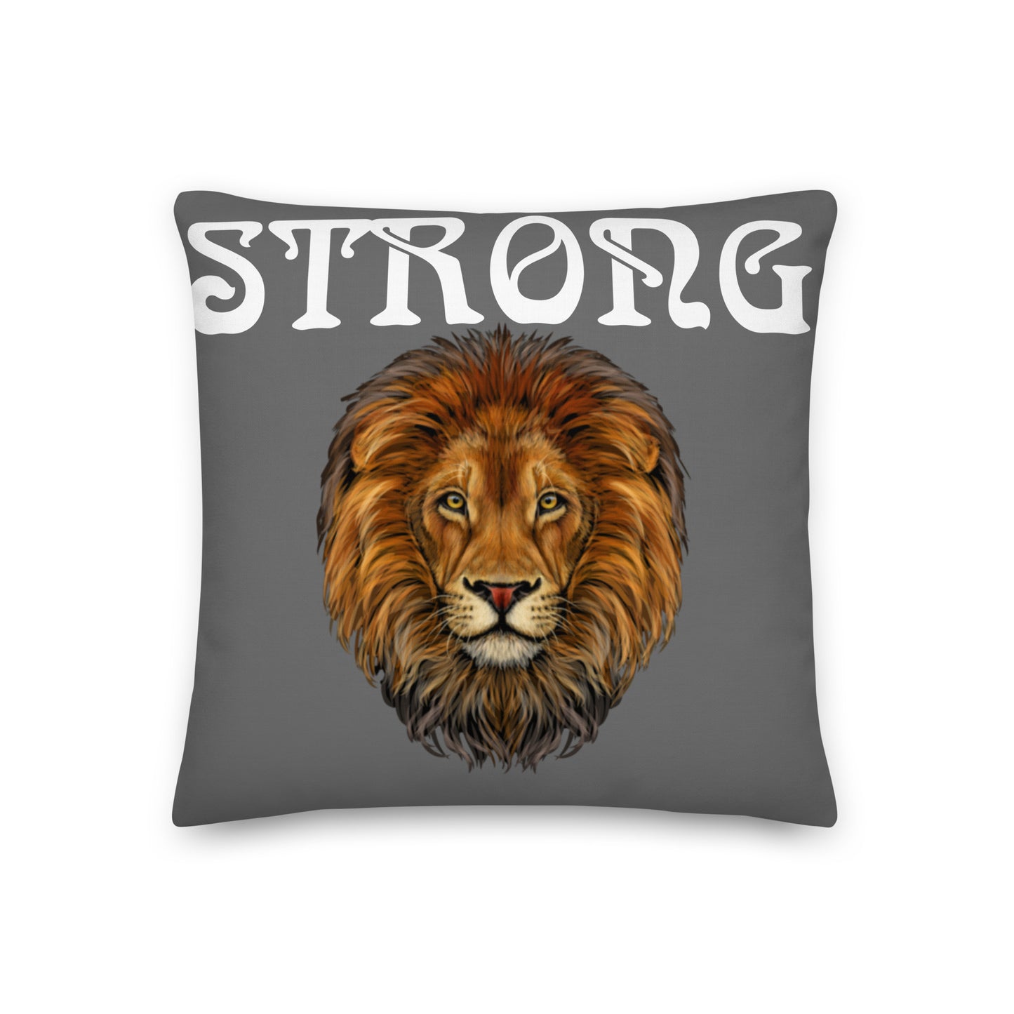 “STRONG”Grey Premium Pillow W/White Font