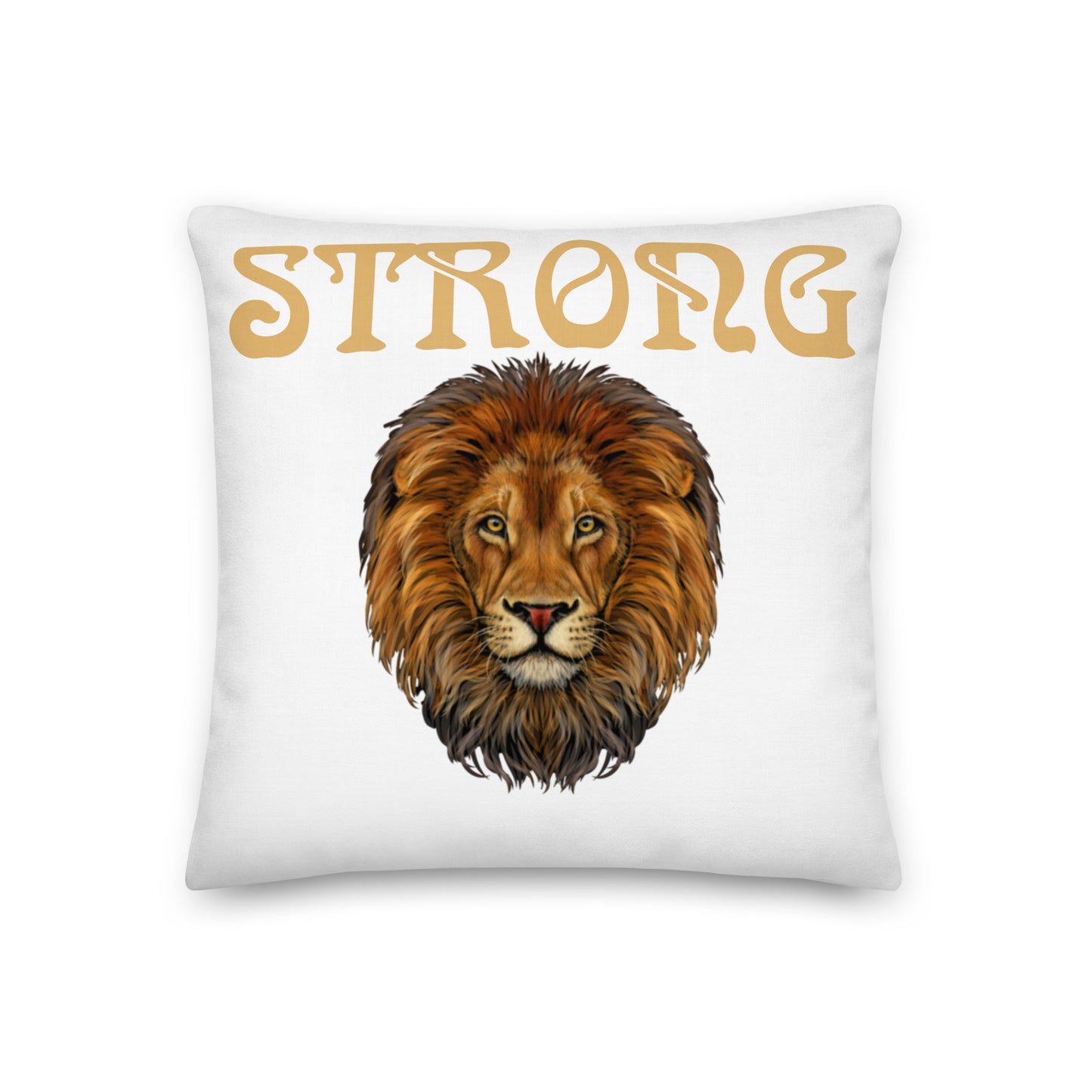 “STRONG”White Premium Pillow W/Fawn Font