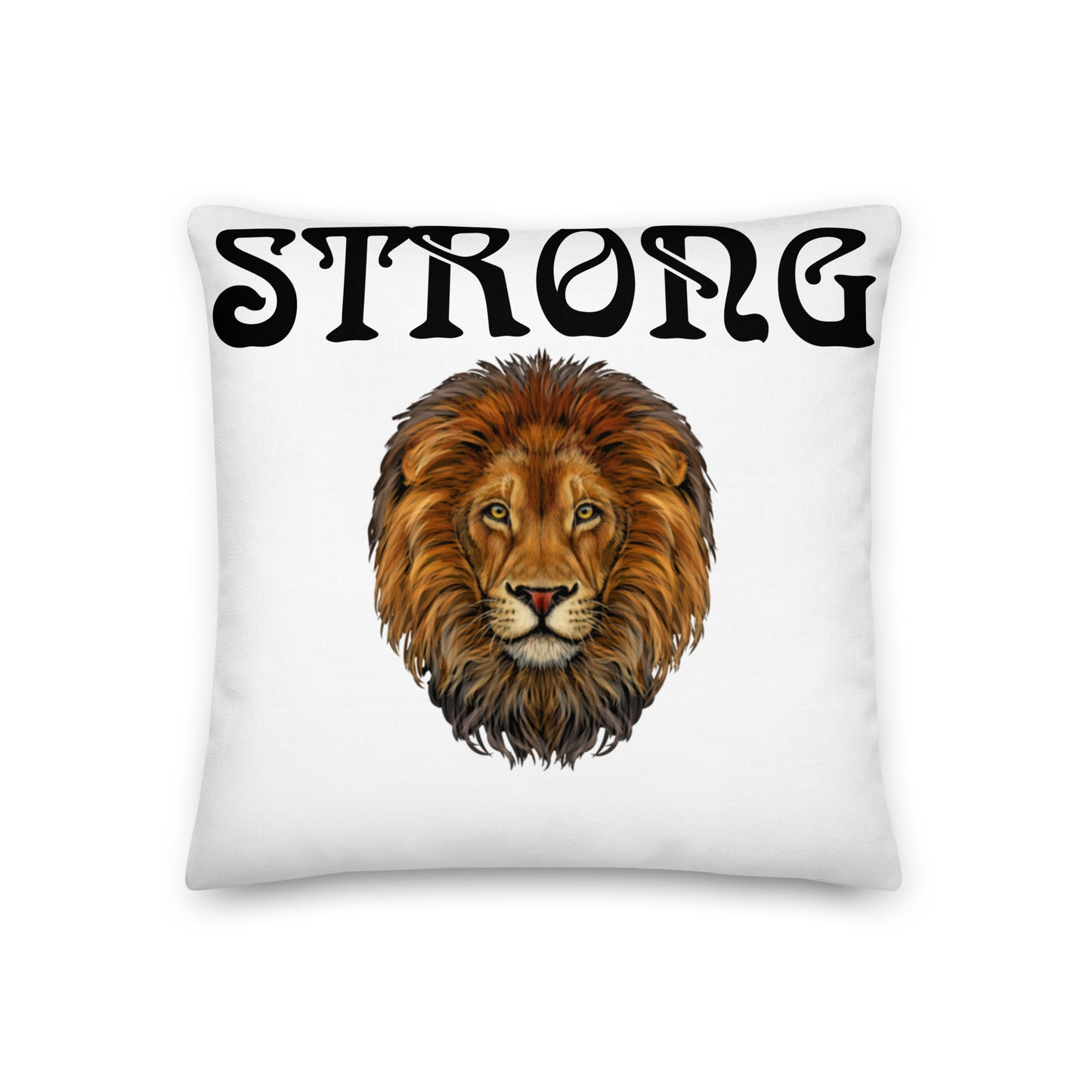 “STRONG”WHITE Premium Pillow W/Black Font