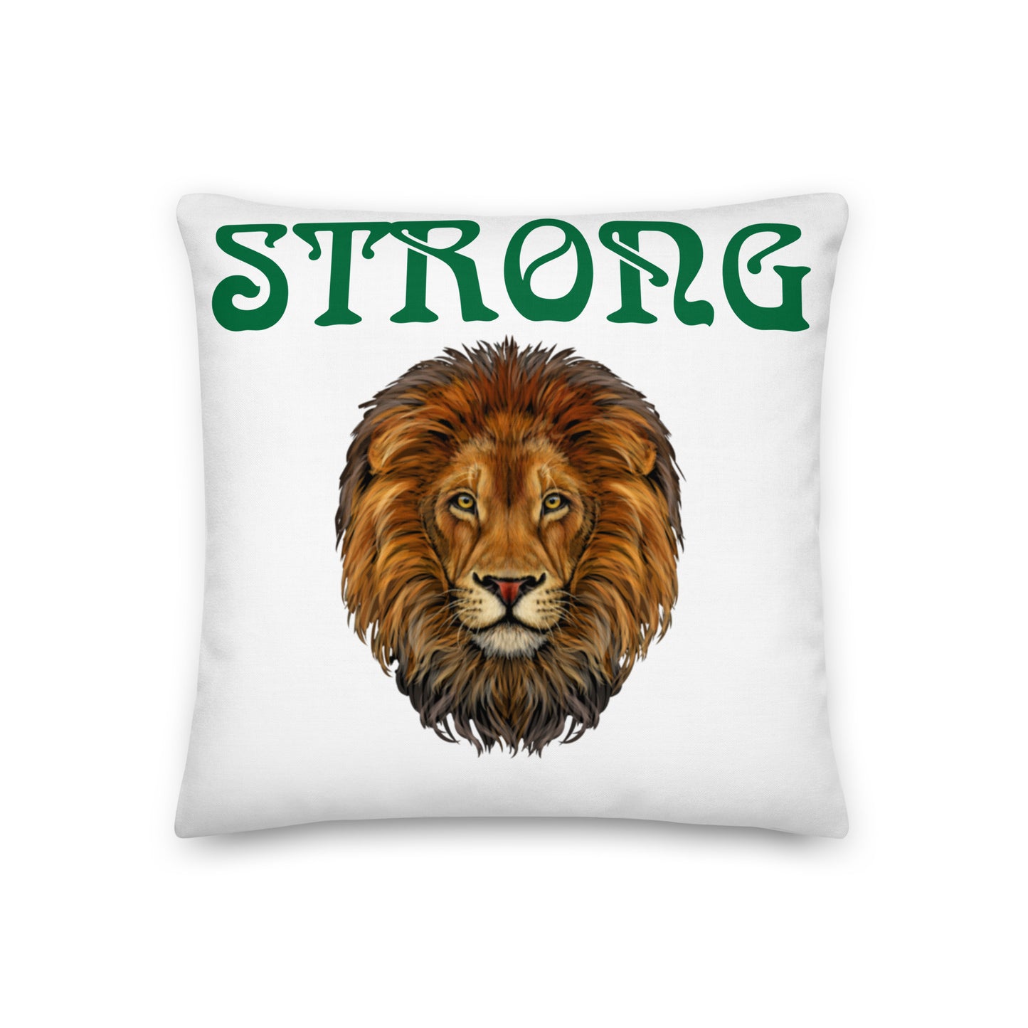 “STRONG”WHITE Premium Pillow W/Green Font
