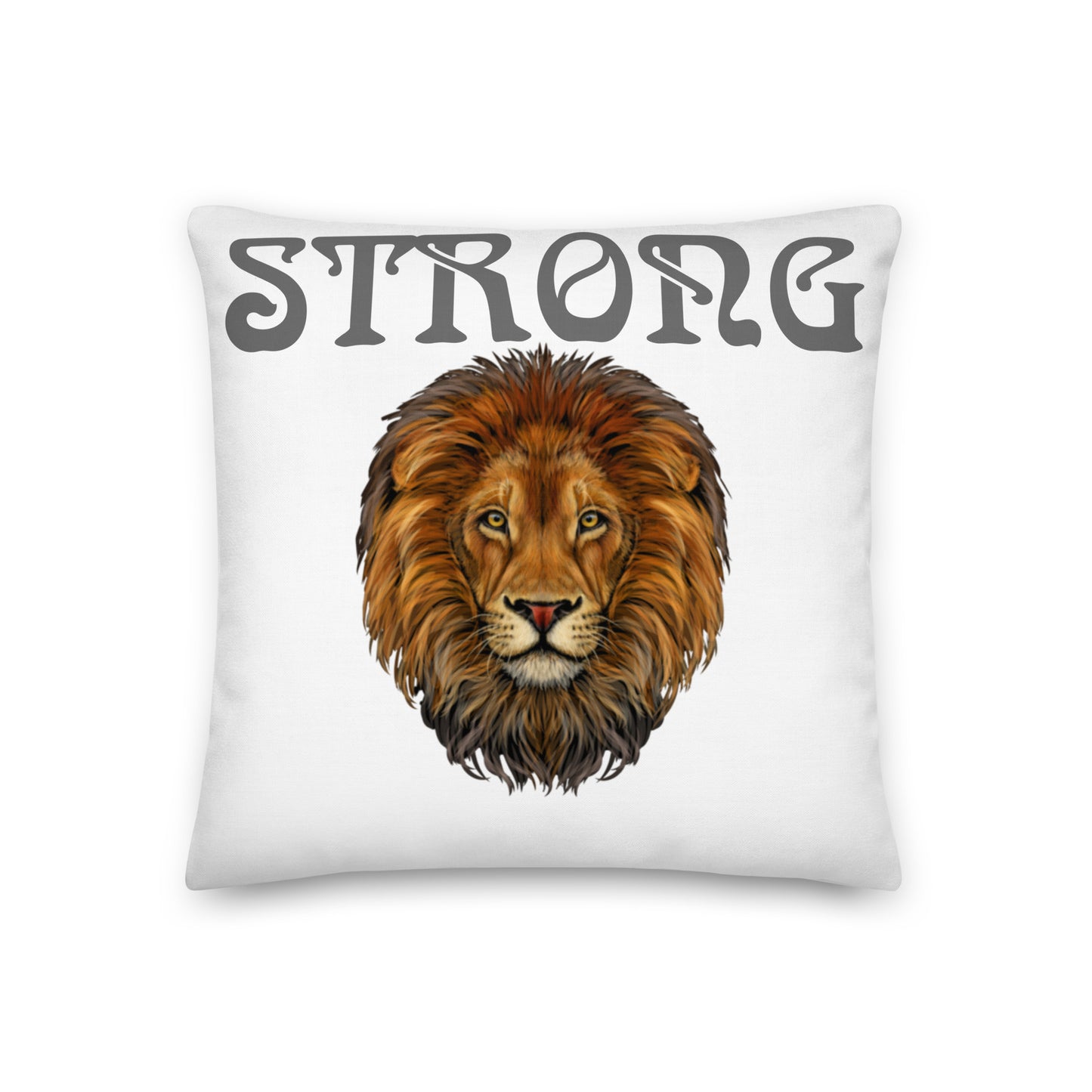“STRONG”WHITE Premium Pillow W/Grey Font