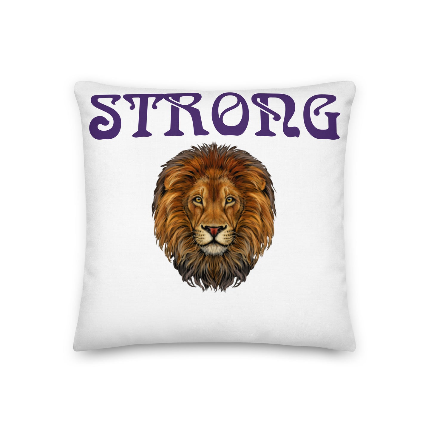 “STRONG”WHITE Premium Pillow W/Purple Font