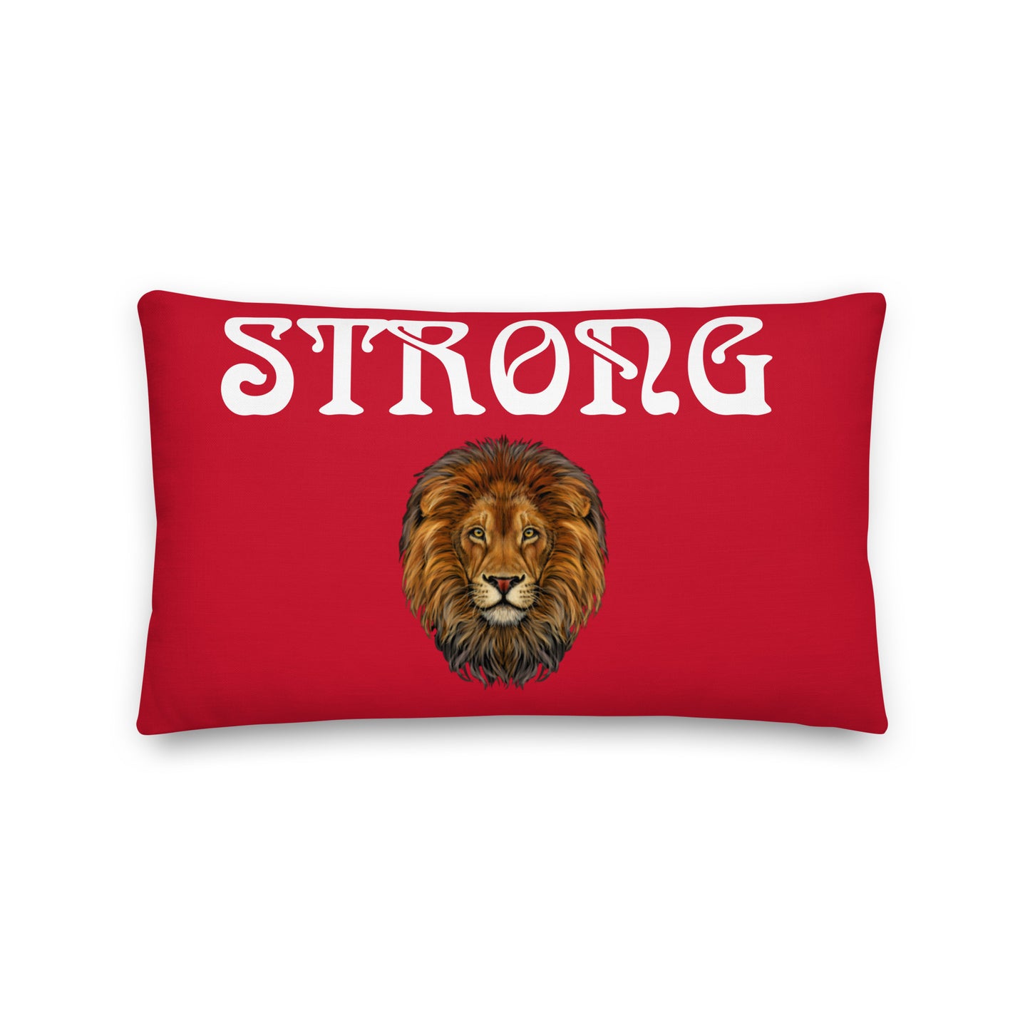 “STRONG”Red Premium Pillow W/White Font