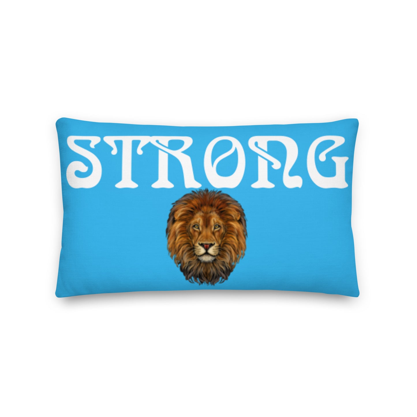 “STRONG”SkyBlue Premium Pillow W/White Font