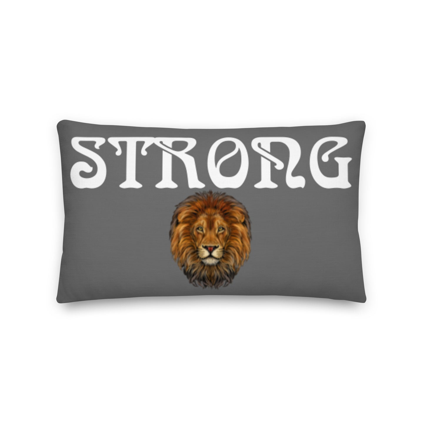 “STRONG”Grey Premium Pillow W/White Font