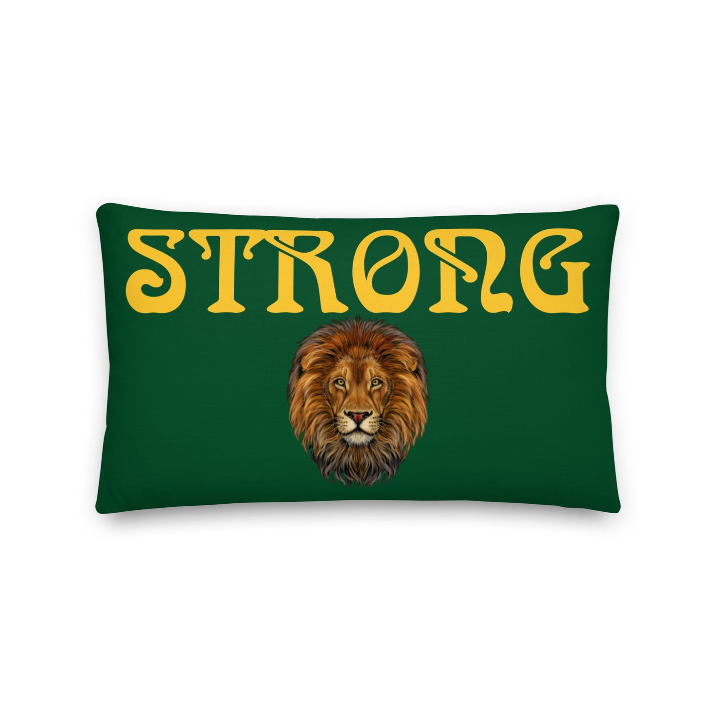 “STRONG”Green Premium Pillow W/Yellow Font