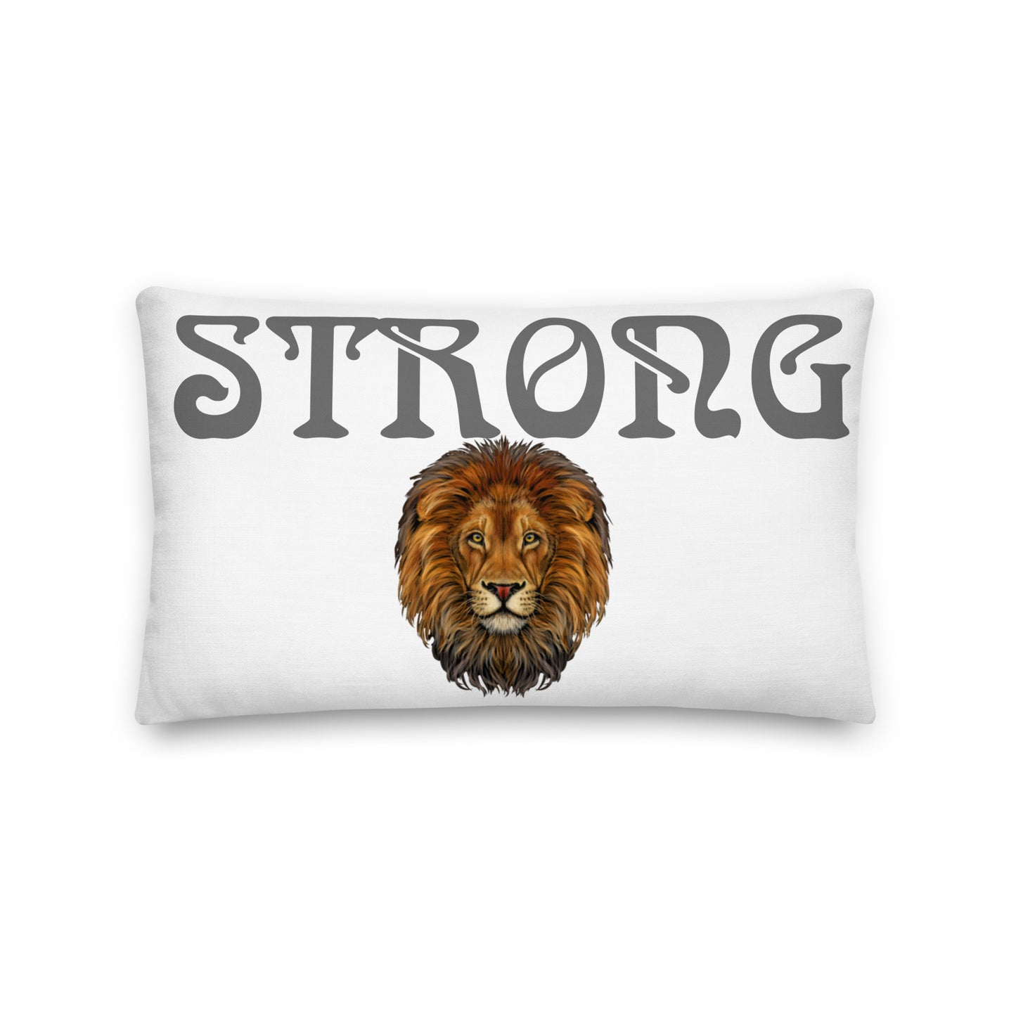 “STRONG”WHITE Premium Pillow W/Grey Font