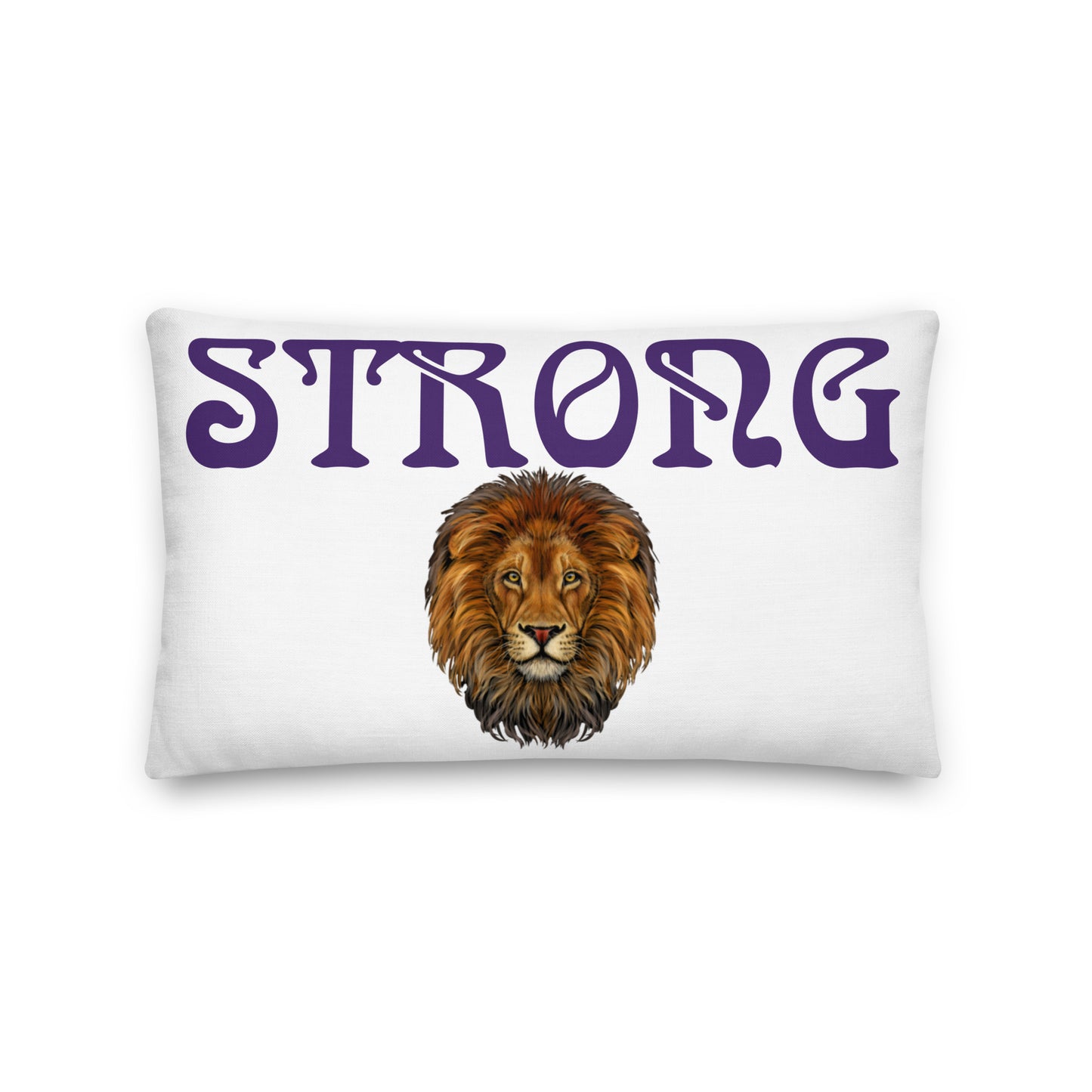 “STRONG”WHITE Premium Pillow W/Purple Font