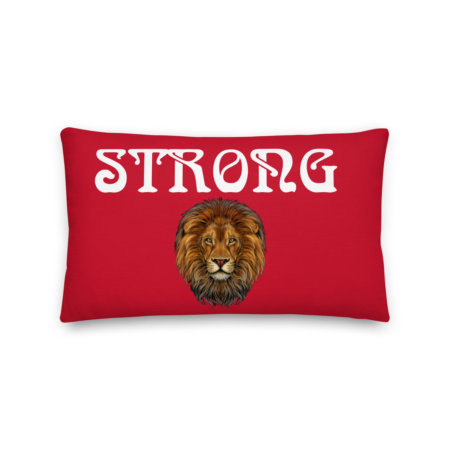 “STRONG”Red Premium Pillow W/White Font